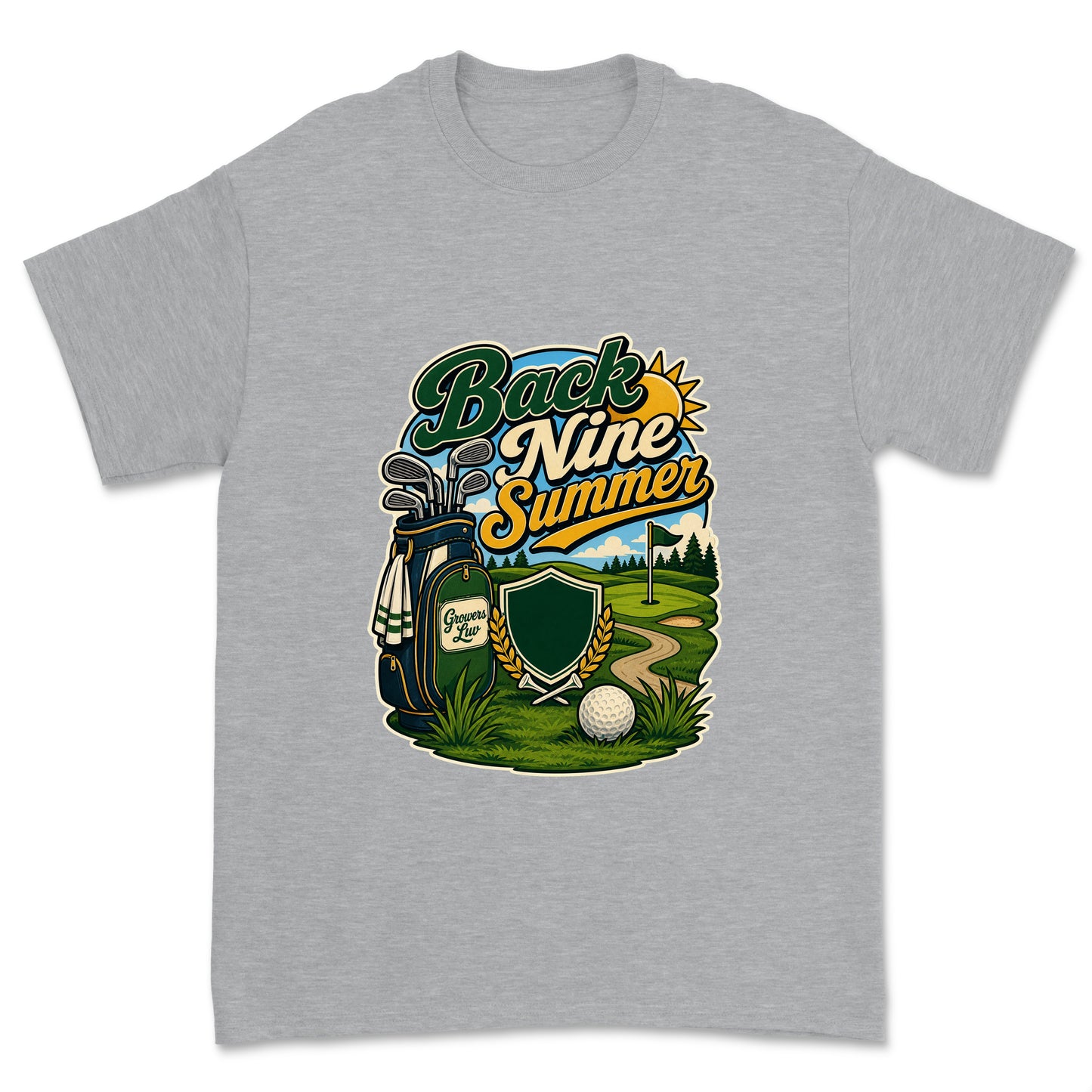 Back Nine Summer Men's Gildan Graphic Tee in Sport Grey Heather