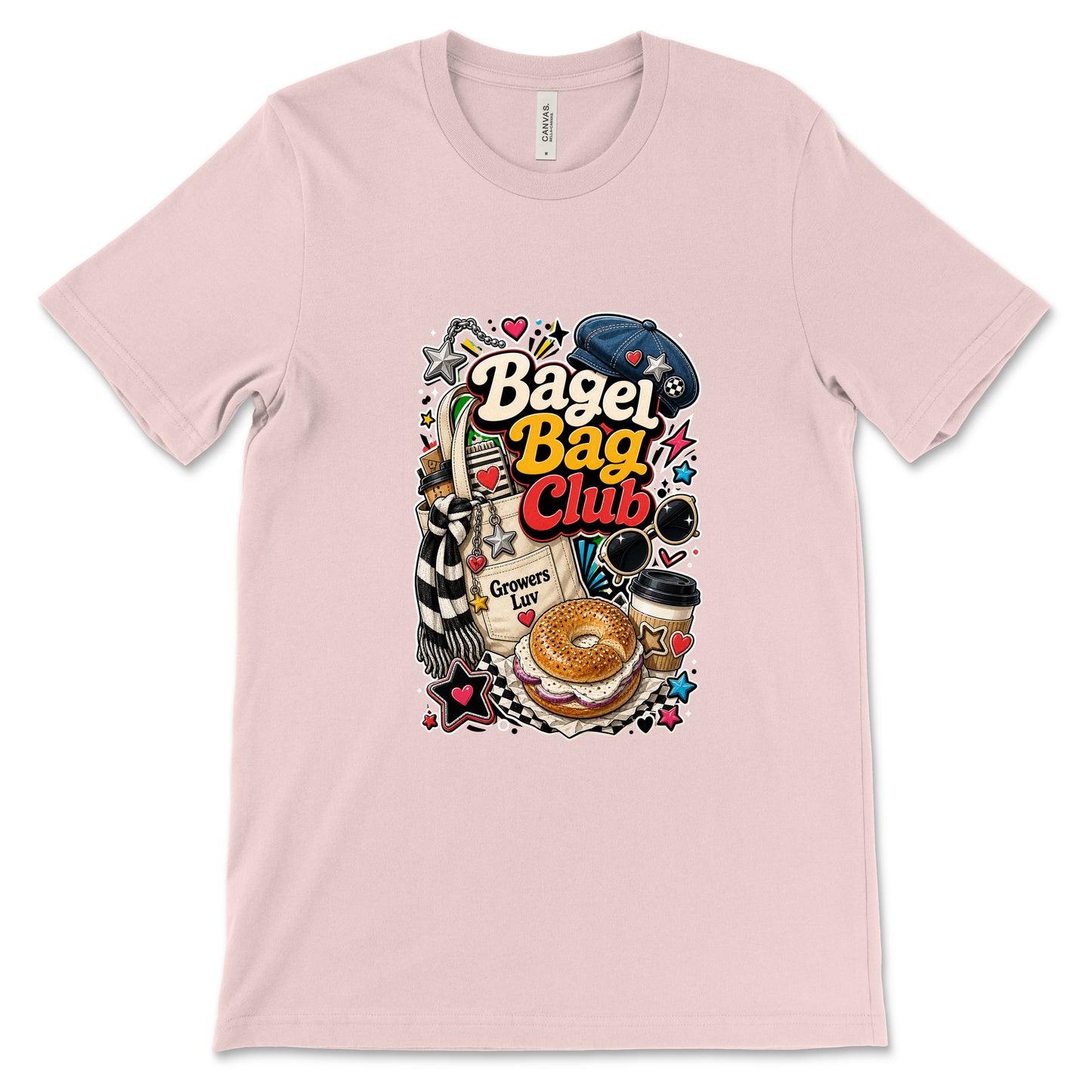 Bagel Bag Club Women's Bella Canvas Graphic Tee in Soft Pink