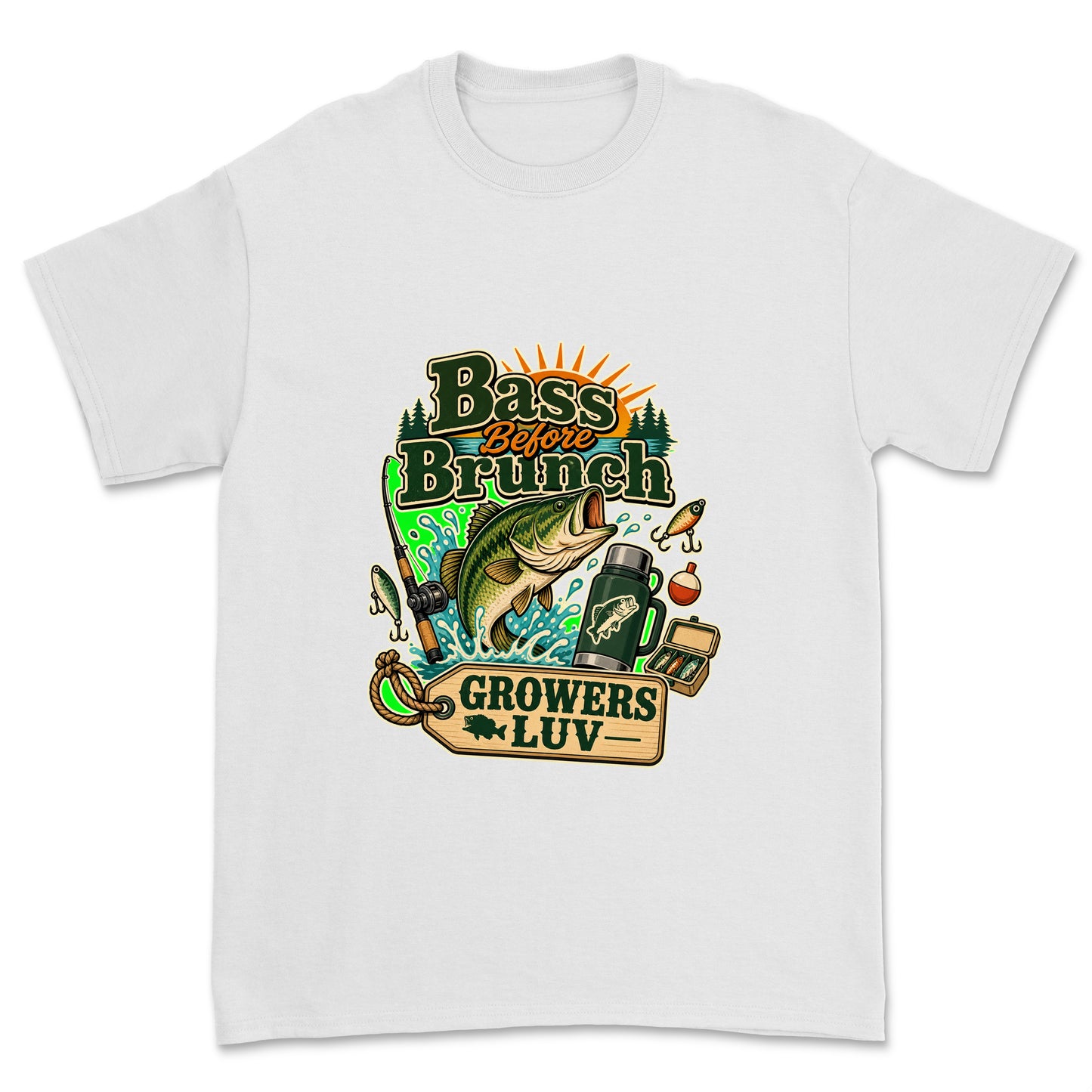 Bass Before Brunch Men's Gildan Graphic Tee in White