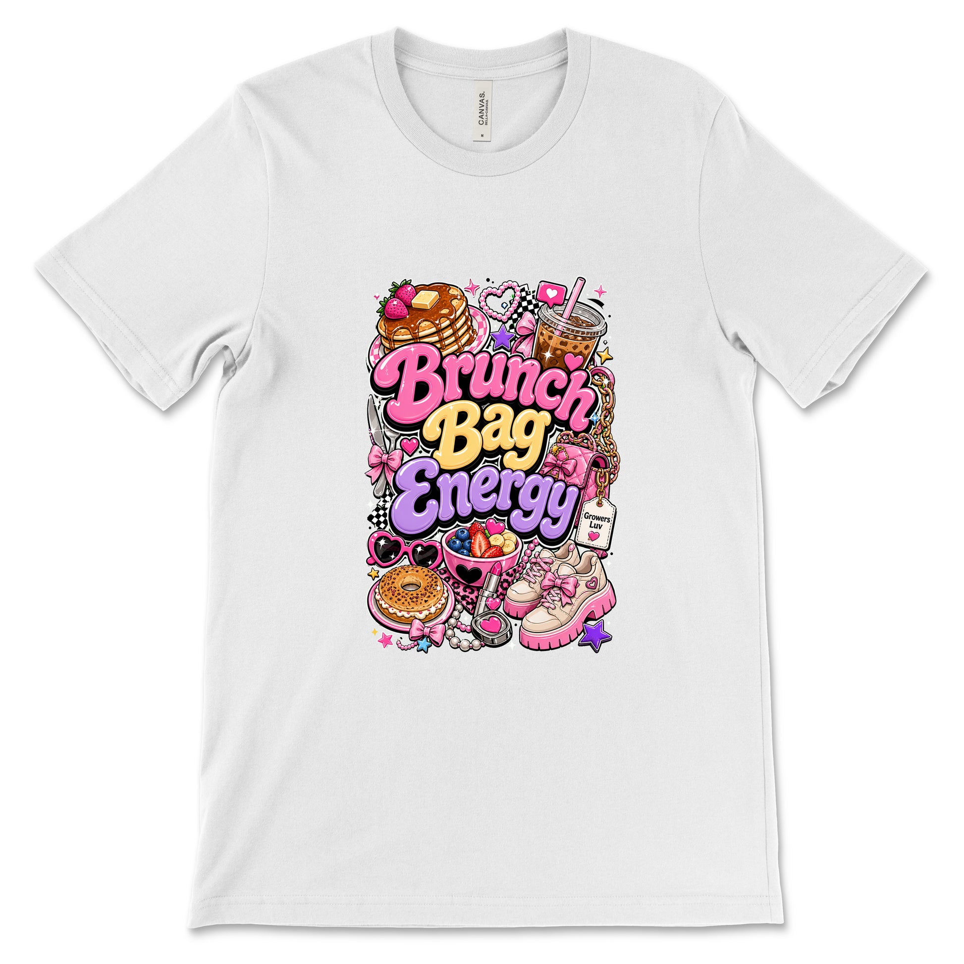 Brunch Bag Energy Women's Bella Canvas Graphic Tee in White