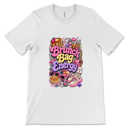 Brunch Bag Energy Women's Bella Canvas Graphic Tee in White