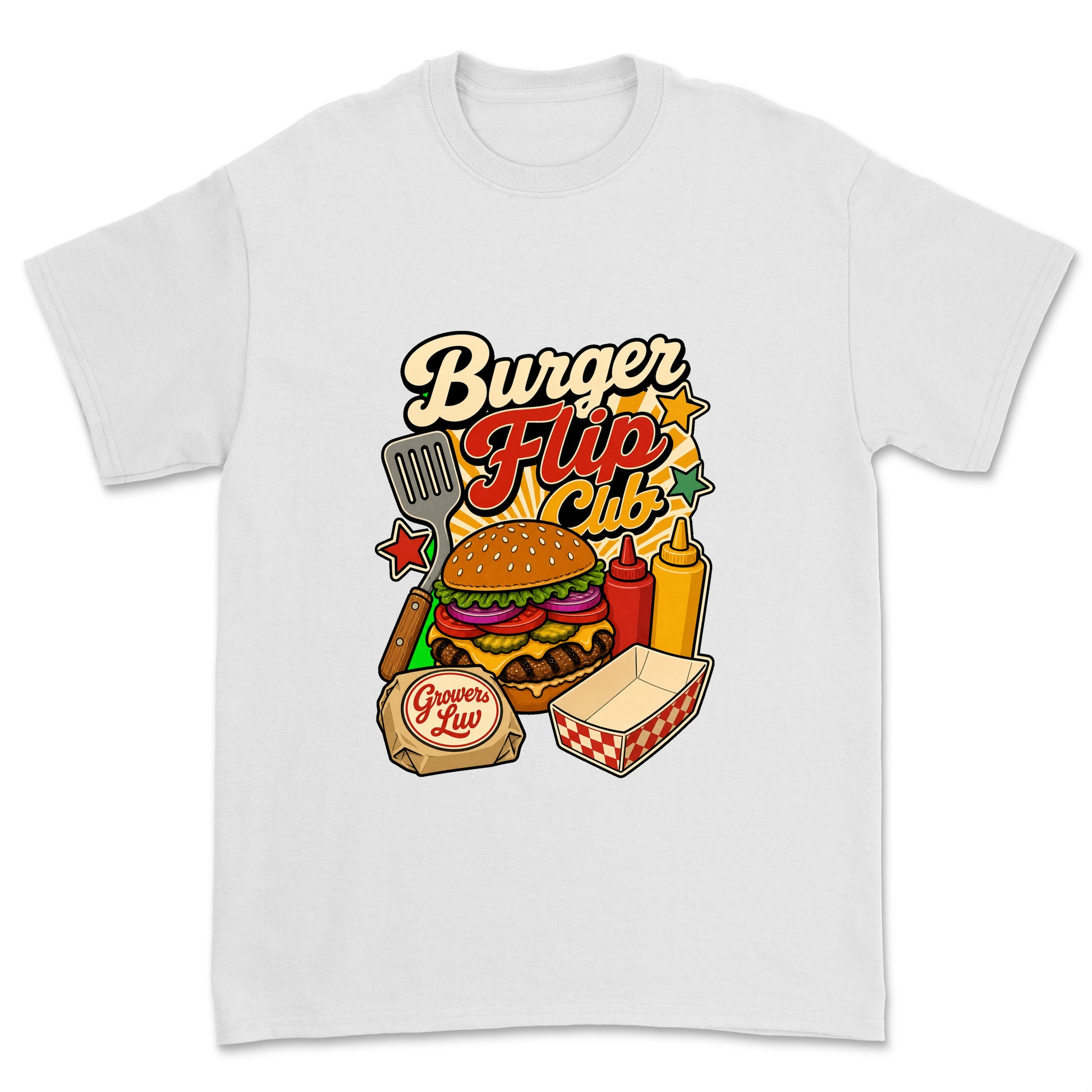 Burger Flip Club Men's Gildan Graphic Tee in White