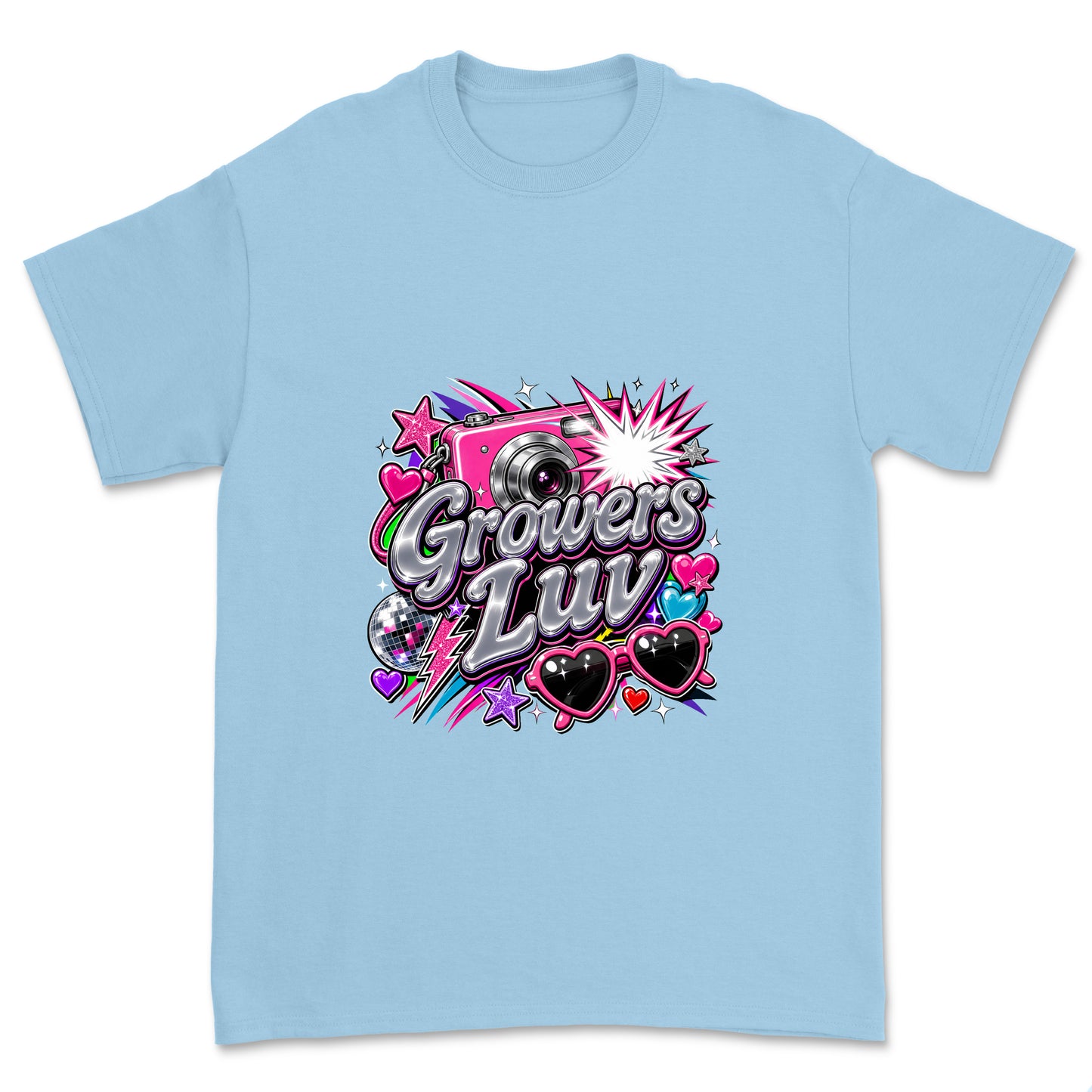 Camera Flash Youth Graphic Tee in Light Blue