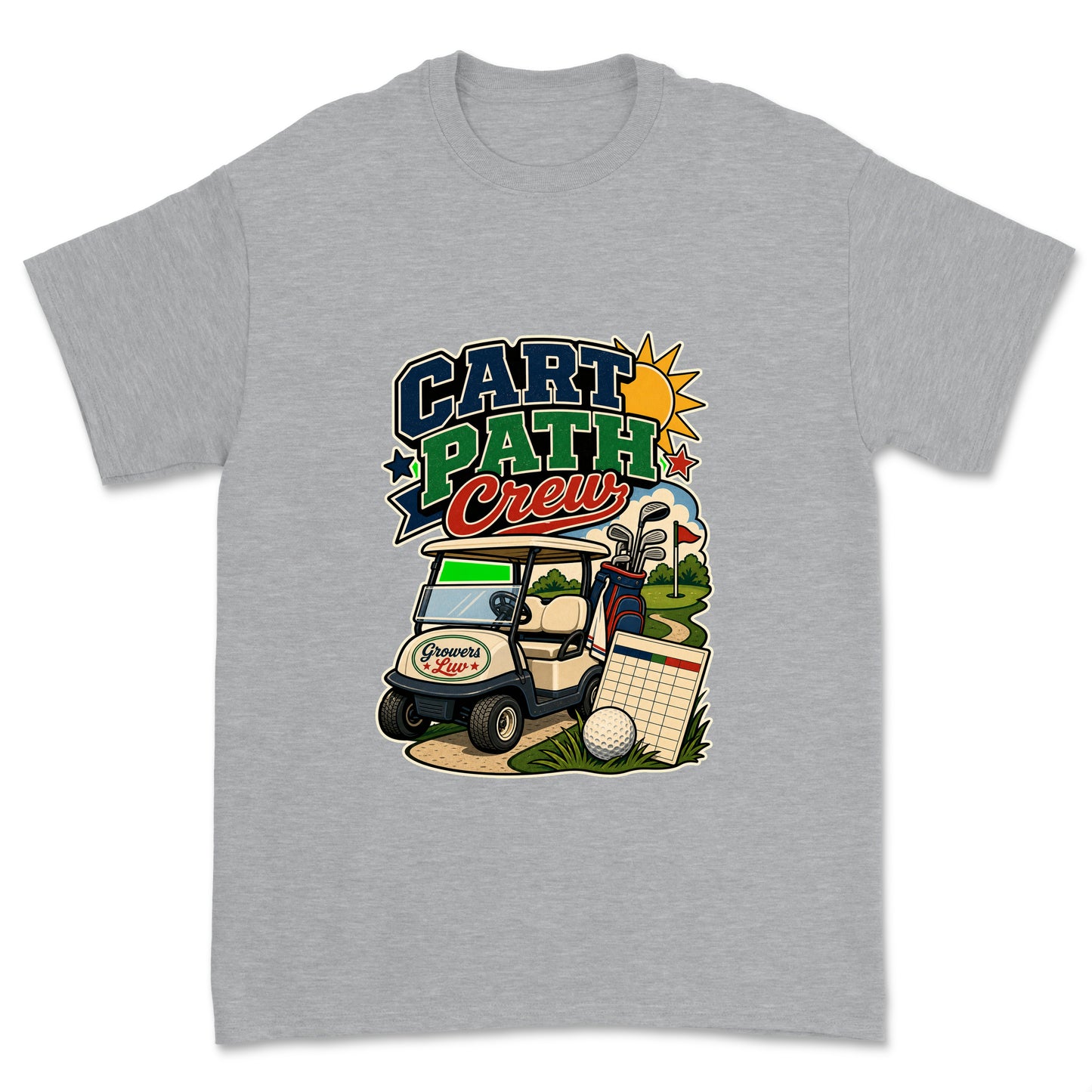 Cart Path Crew Men's Gildan Graphic Tee in Sport Grey Heather