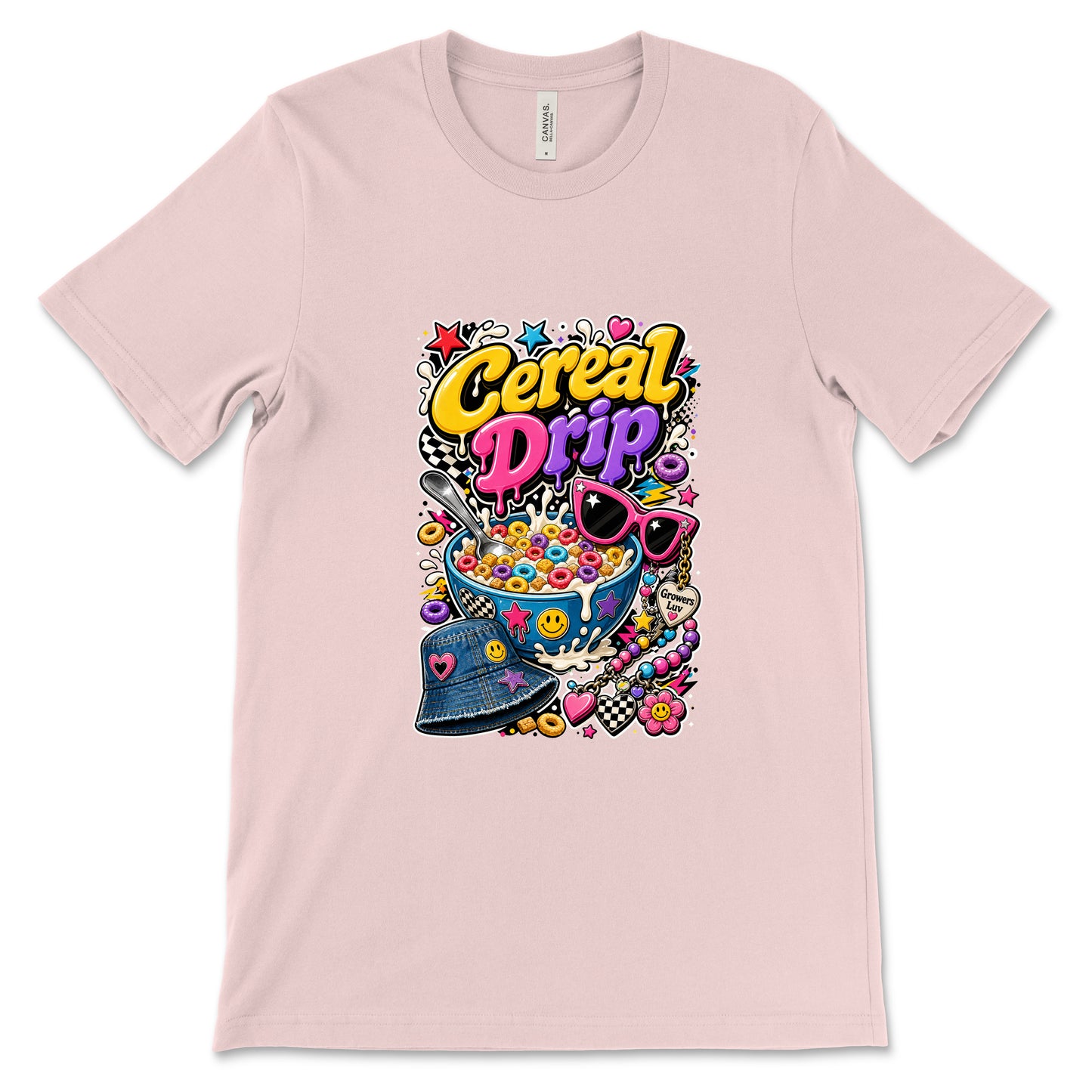 Cereal Drip Women's Bella Canvas Graphic Tee in Soft Pink