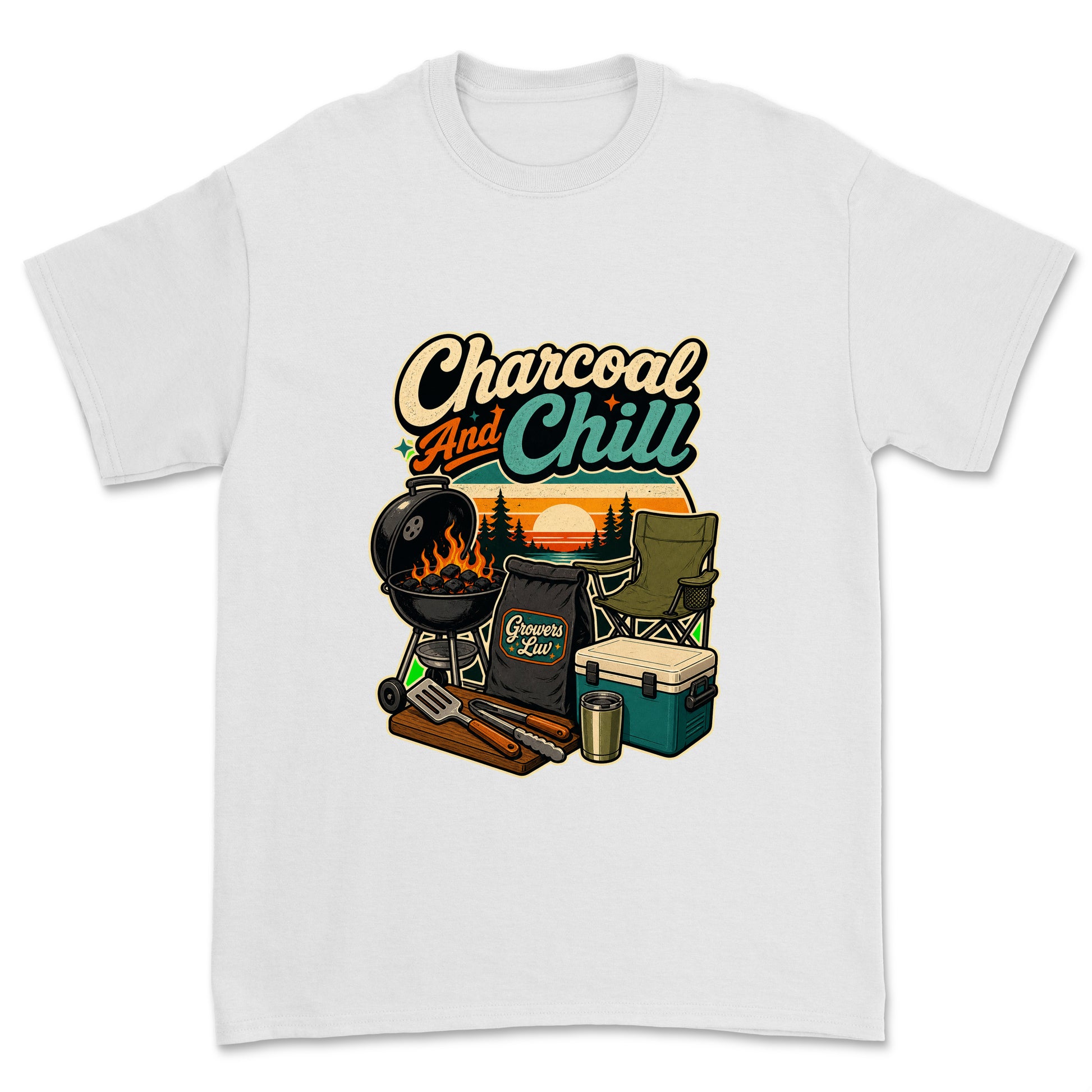 Charcoal And Chill Men's Gildan Graphic Tee in White
