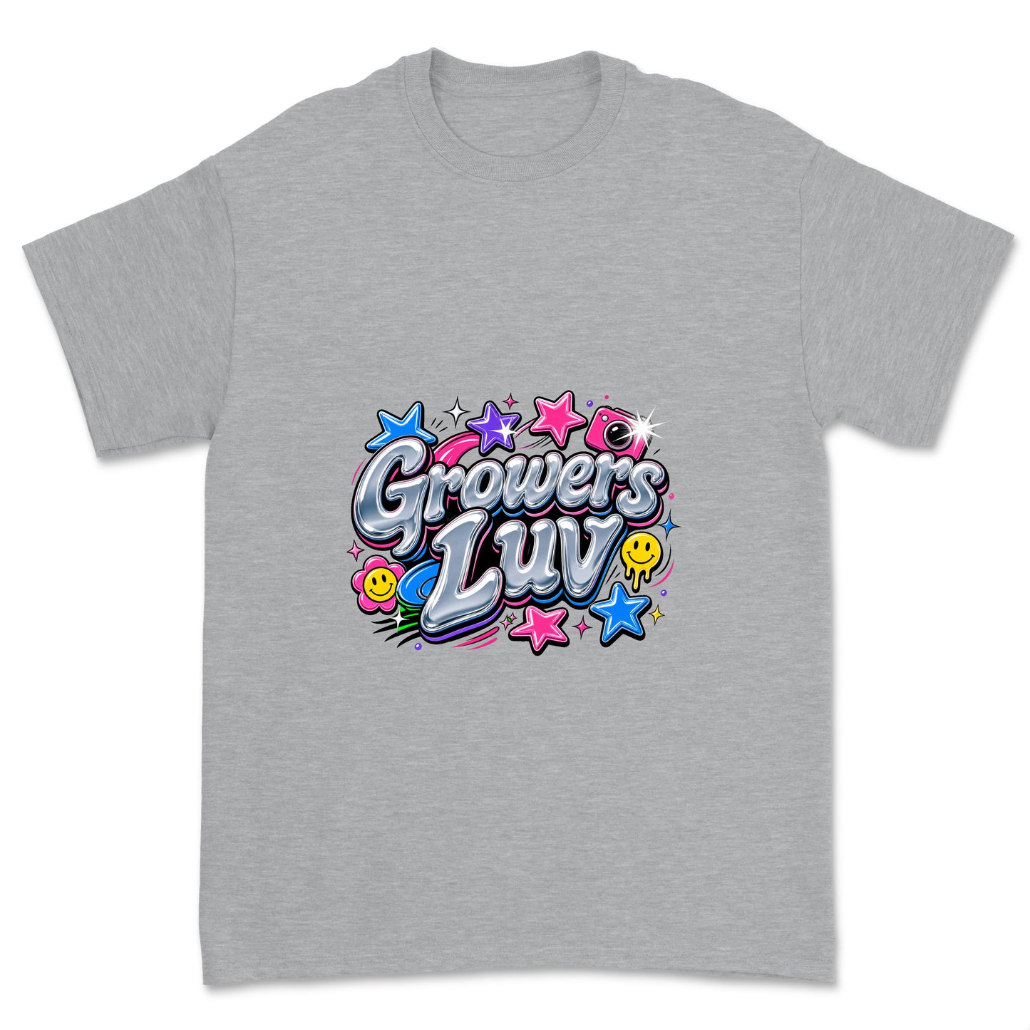 Chrome Bubble Logo Youth Graphic Tee in Sport Grey Heather