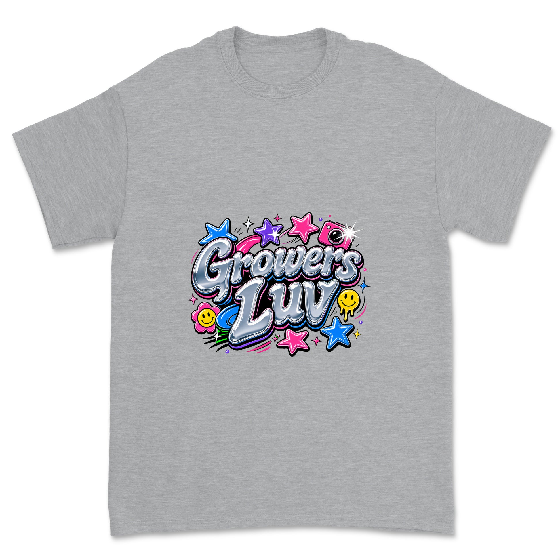 Chrome Bubble Logo Youth Graphic Tee in Sport Grey Heather