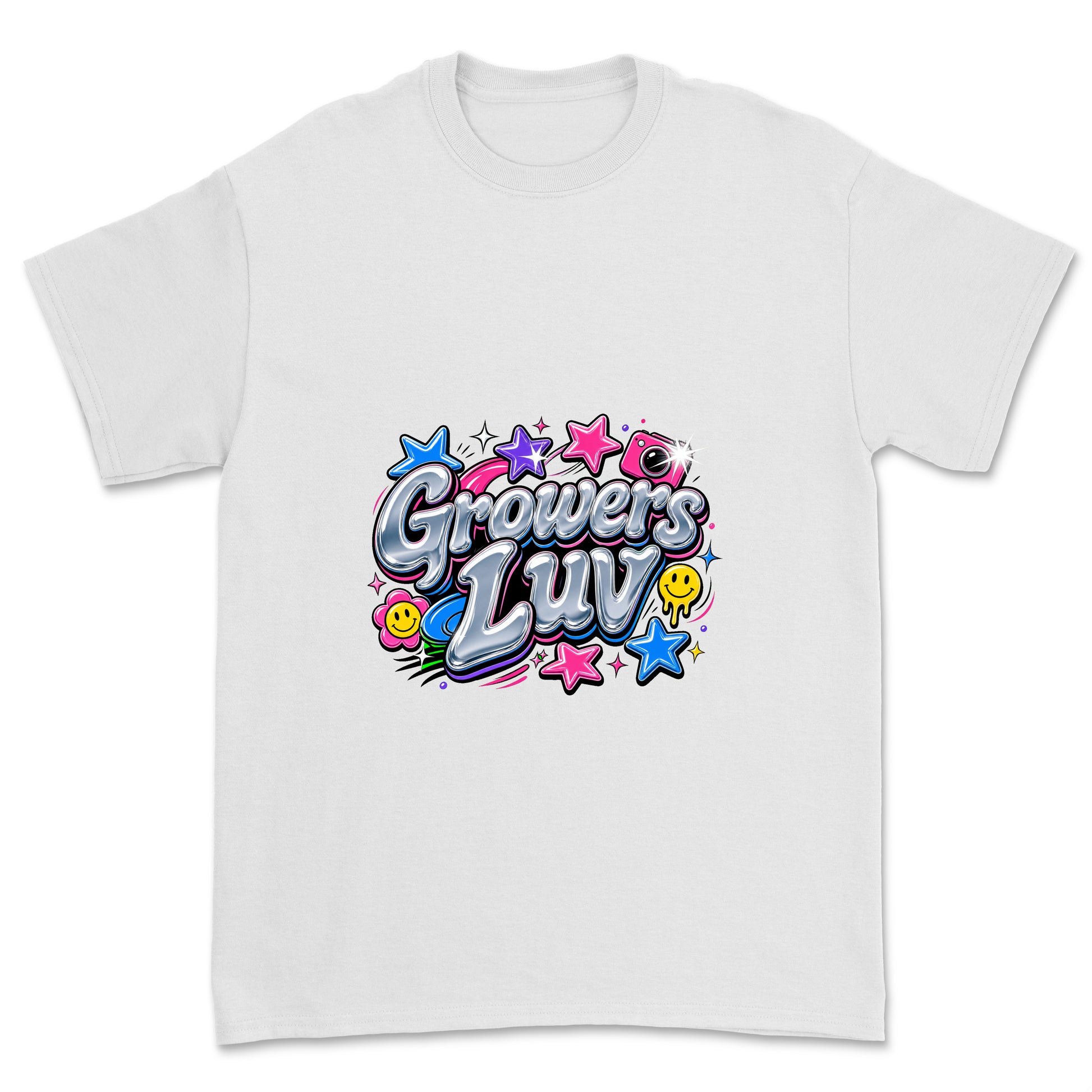 Chrome Bubble Logo Youth Graphic Tee in White