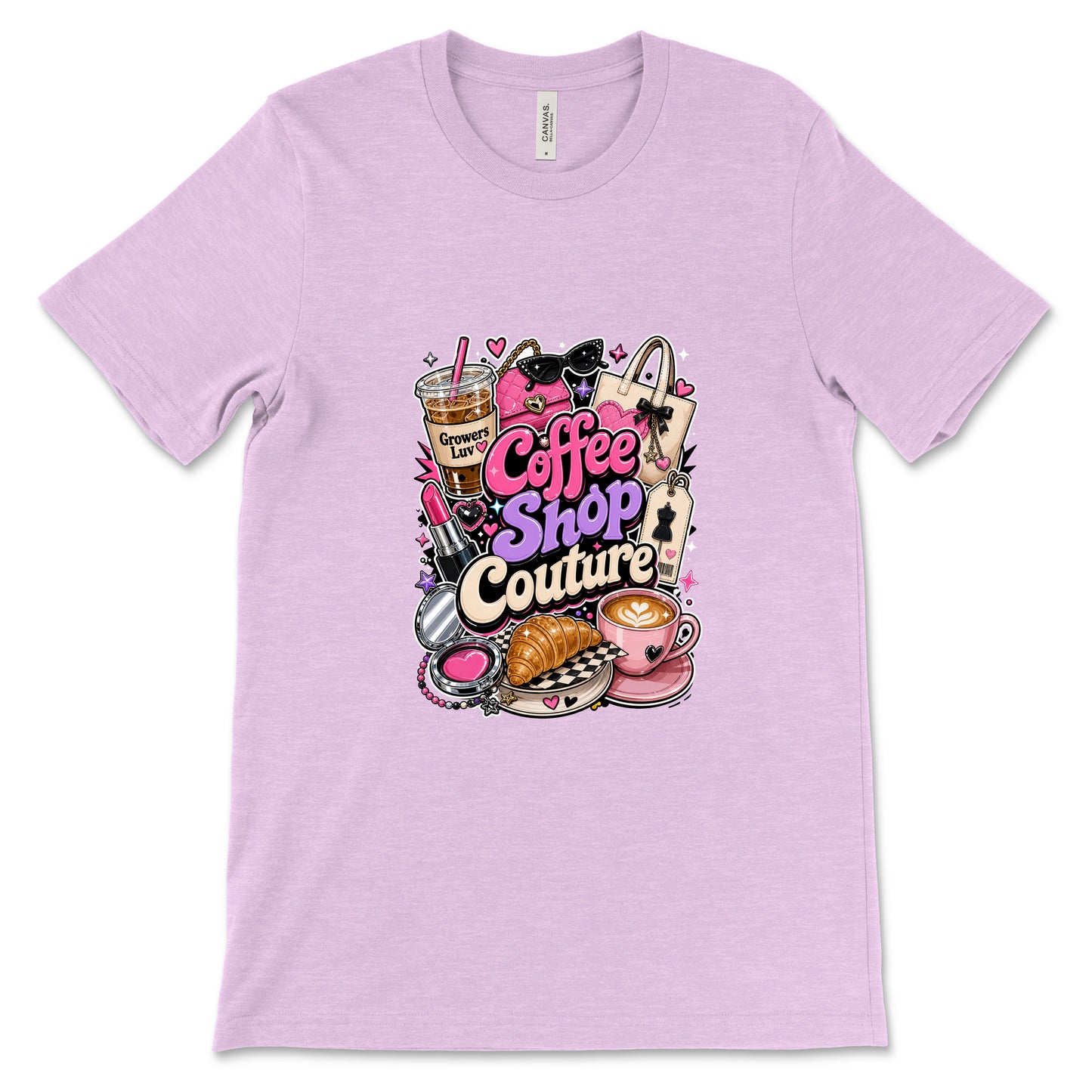 Coffee Shop Couture Women's Bella Canvas Graphic Tee in Heather Prism Lilac