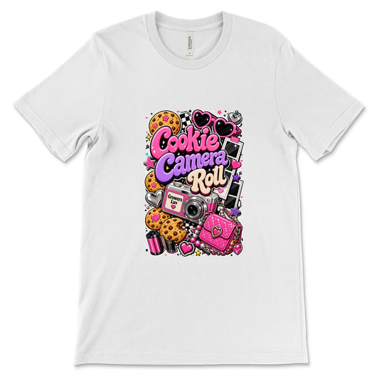 Cookie Camera Roll Women's Bella Canvas Graphic Tee in White