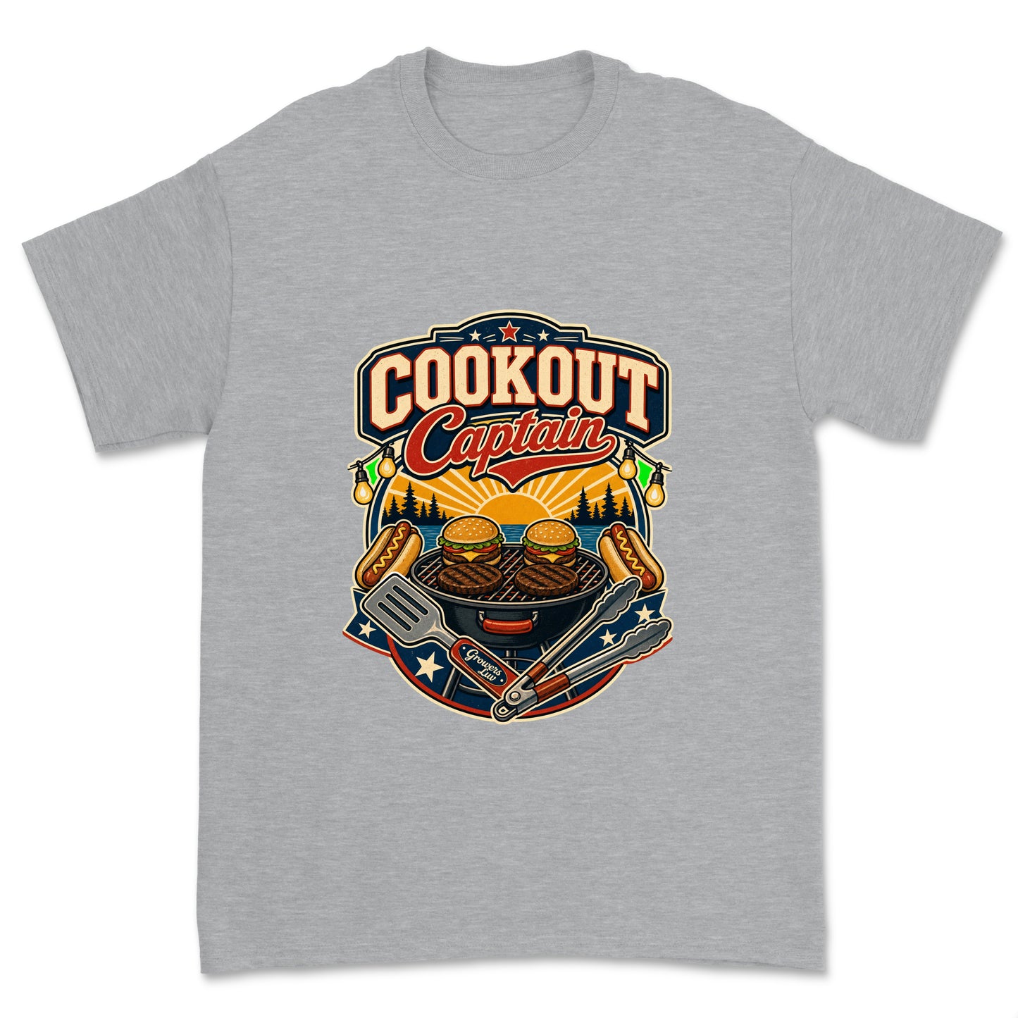 Cookout Captain Men's Gildan Graphic Tee in Sport Grey Heather