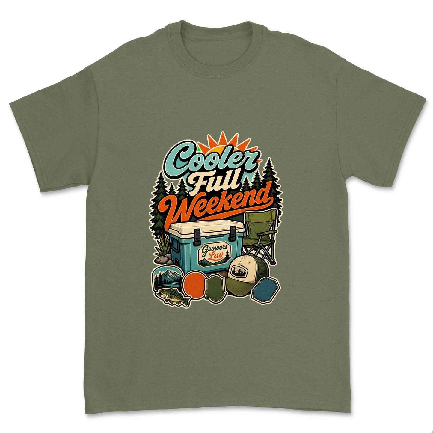 Cooler Full Weekend Men's Gildan Graphic Tee in Military Green