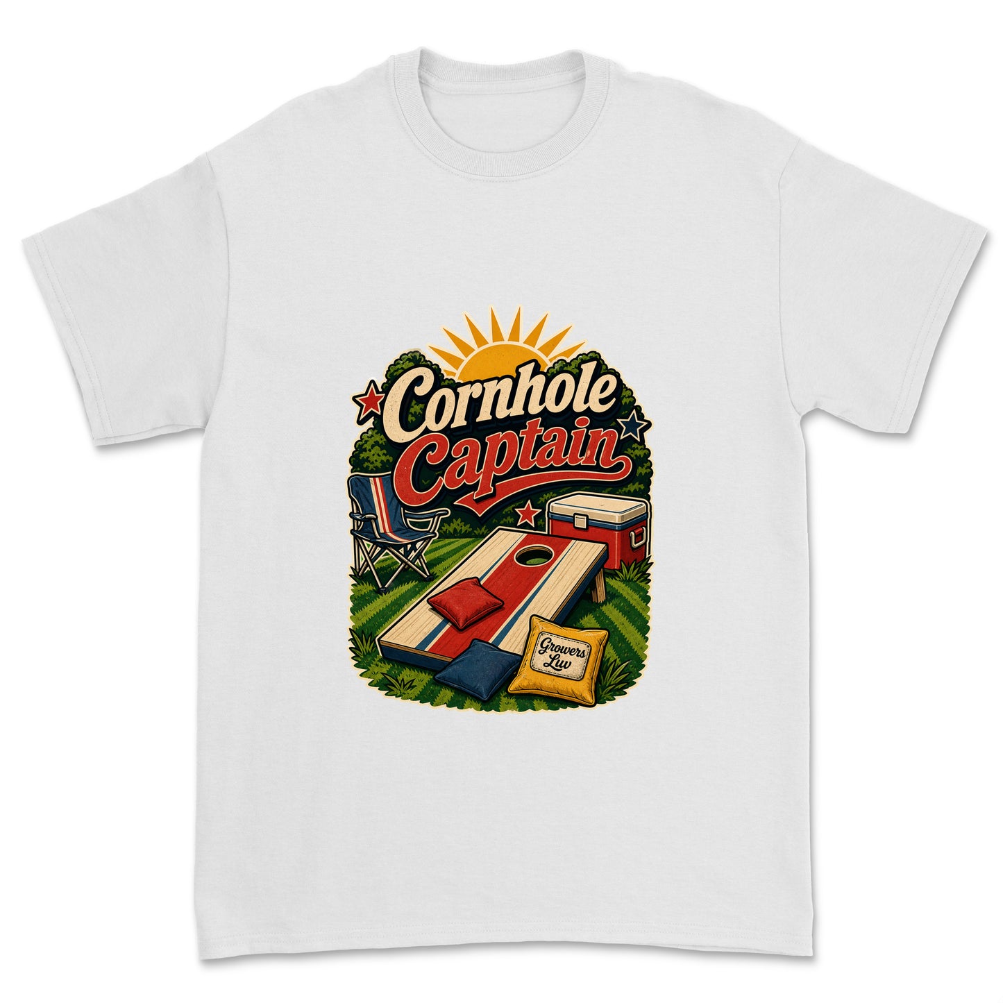 Cornhole Captain Men's Gildan Graphic Tee in White