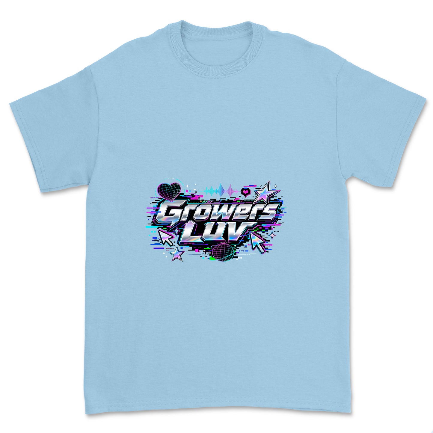 Cyber Glitch Youth Graphic Tee in Light Blue
