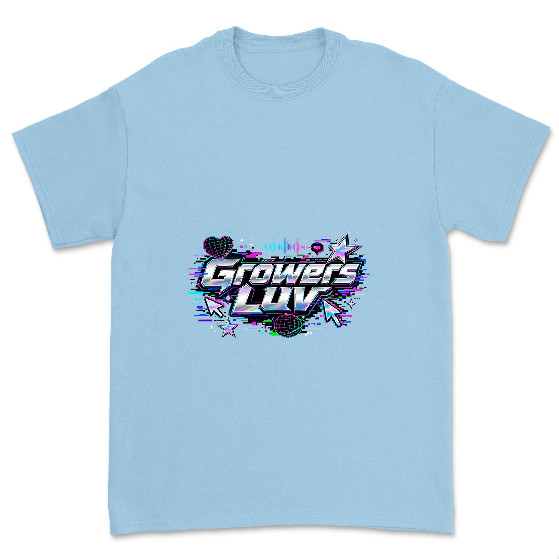 Cyber Glitch Youth Graphic Tee in Light Blue