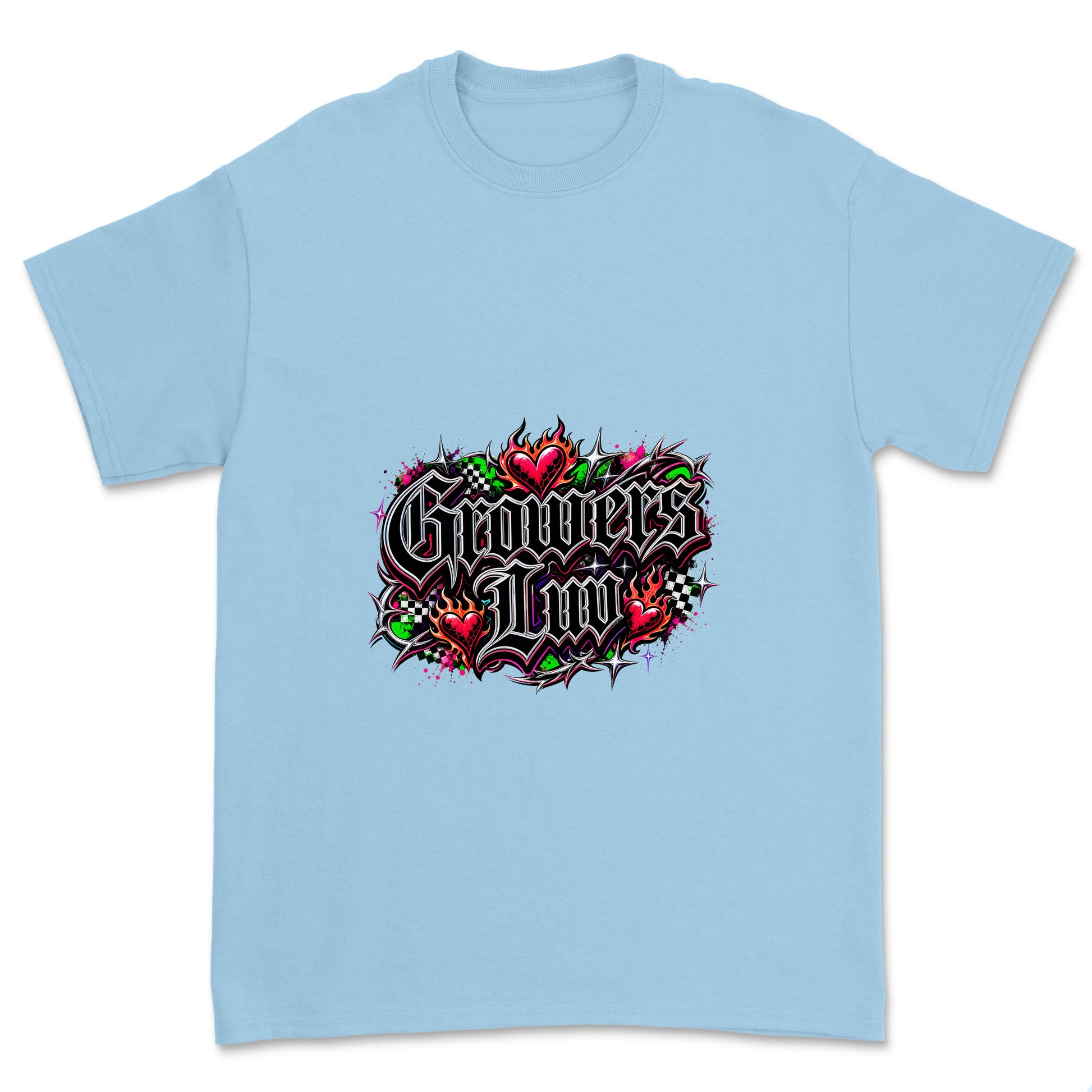 Dark Streetwear Youth Graphic Tee in Light Blue