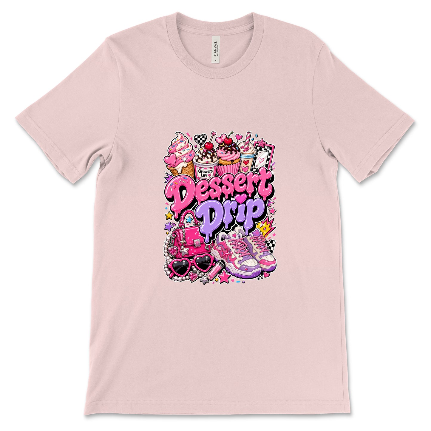Dessert Drip Women's Bella Canvas Graphic Tee in Soft Pink