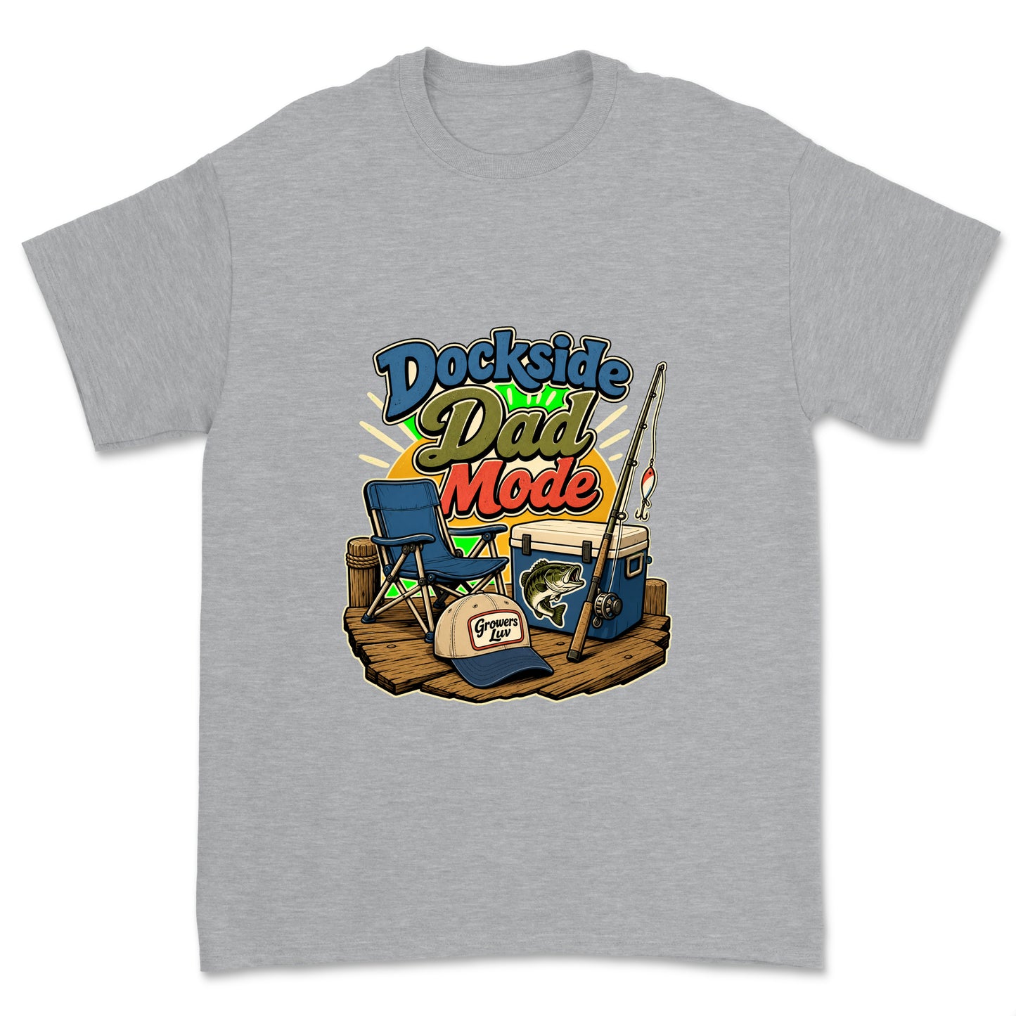 Dockside Dad Mode Men's Gildan Graphic Tee in Sport Grey Heather