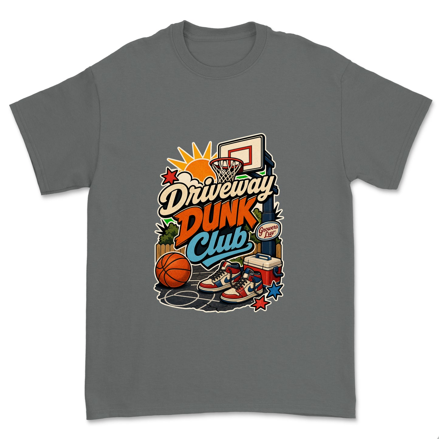 Driveway Dunk Club Men's Gildan Graphic Tee in Charcoal