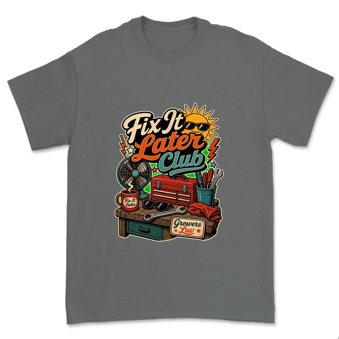 Fix It Later Club Men's Gildan Graphic Tee in Charcoal
