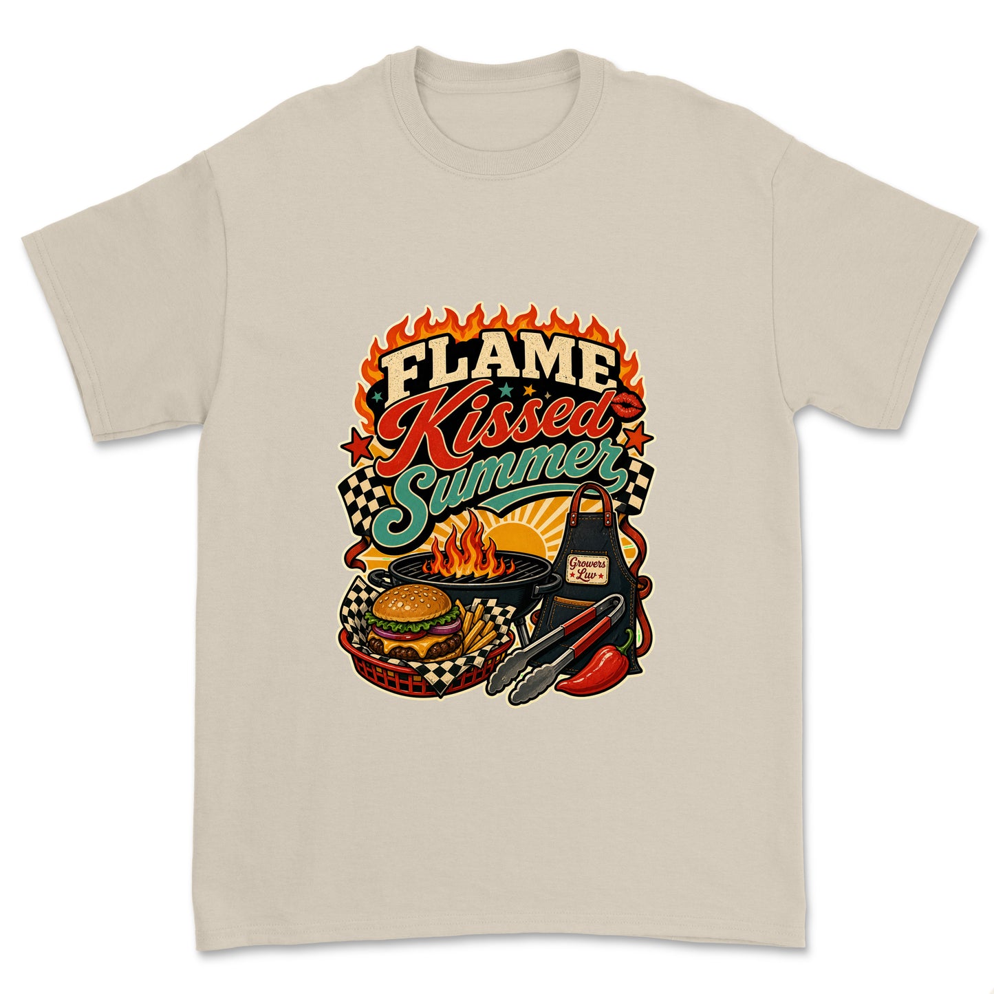 Flame Kissed Summer Men's Gildan Graphic Tee in Sand