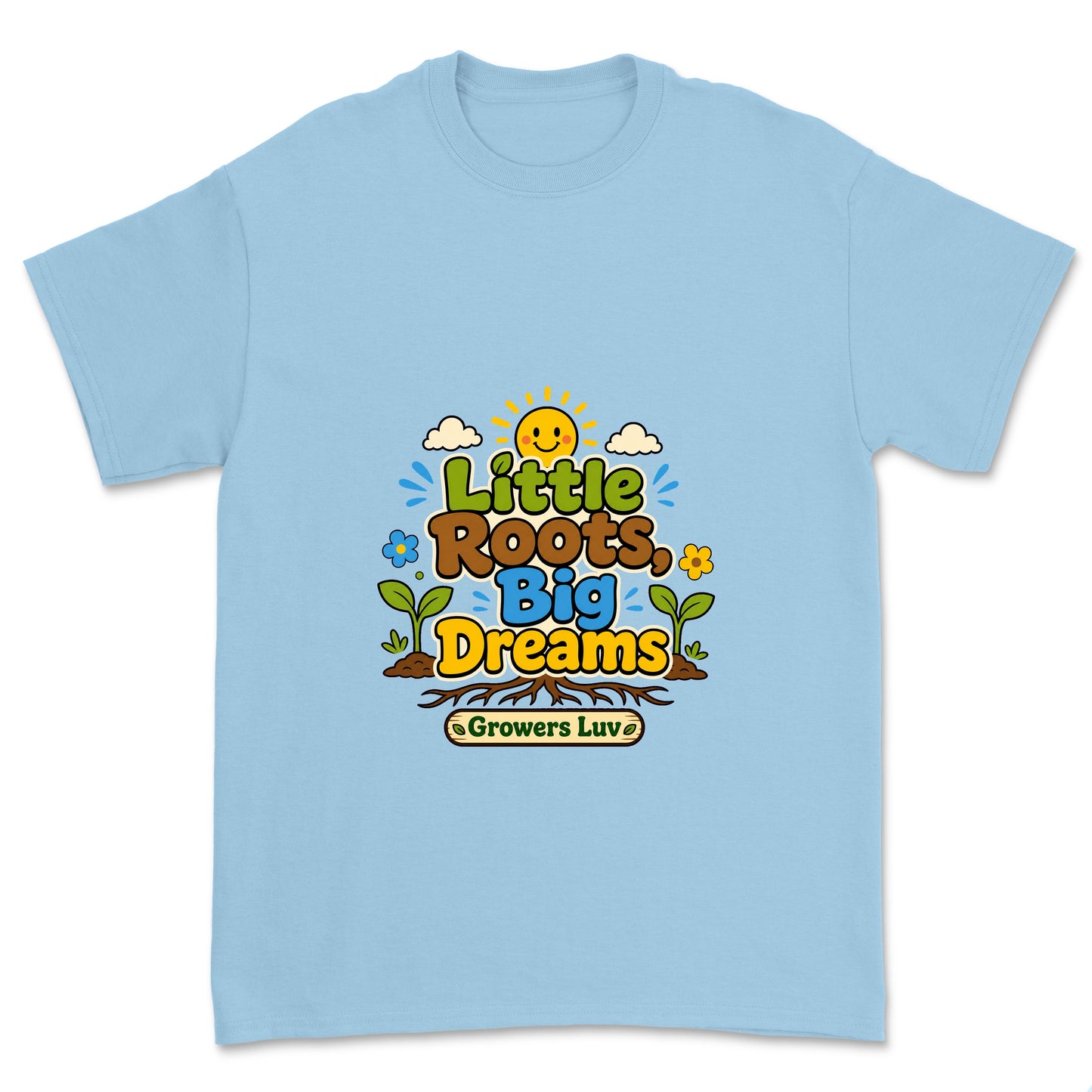 Little Roots Big Dreams V2 Youth Graphic Tee in Light Blue
