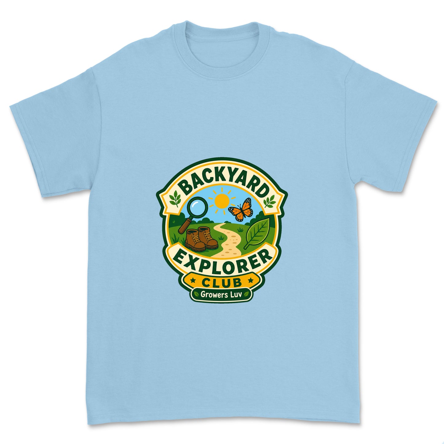 Backyard Explorer Club Youth Graphic Tee in Light Blue