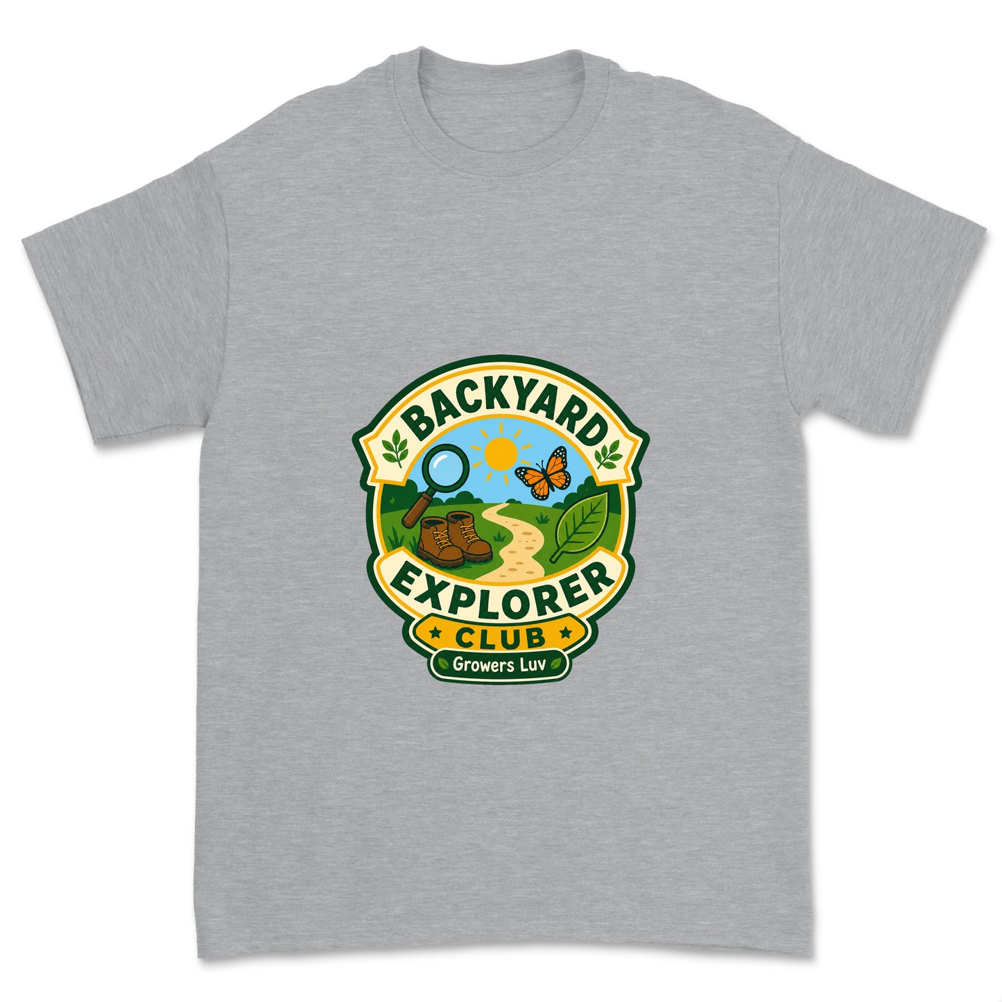 Backyard Explorer Club Youth Graphic Tee in Sport Grey Heather
