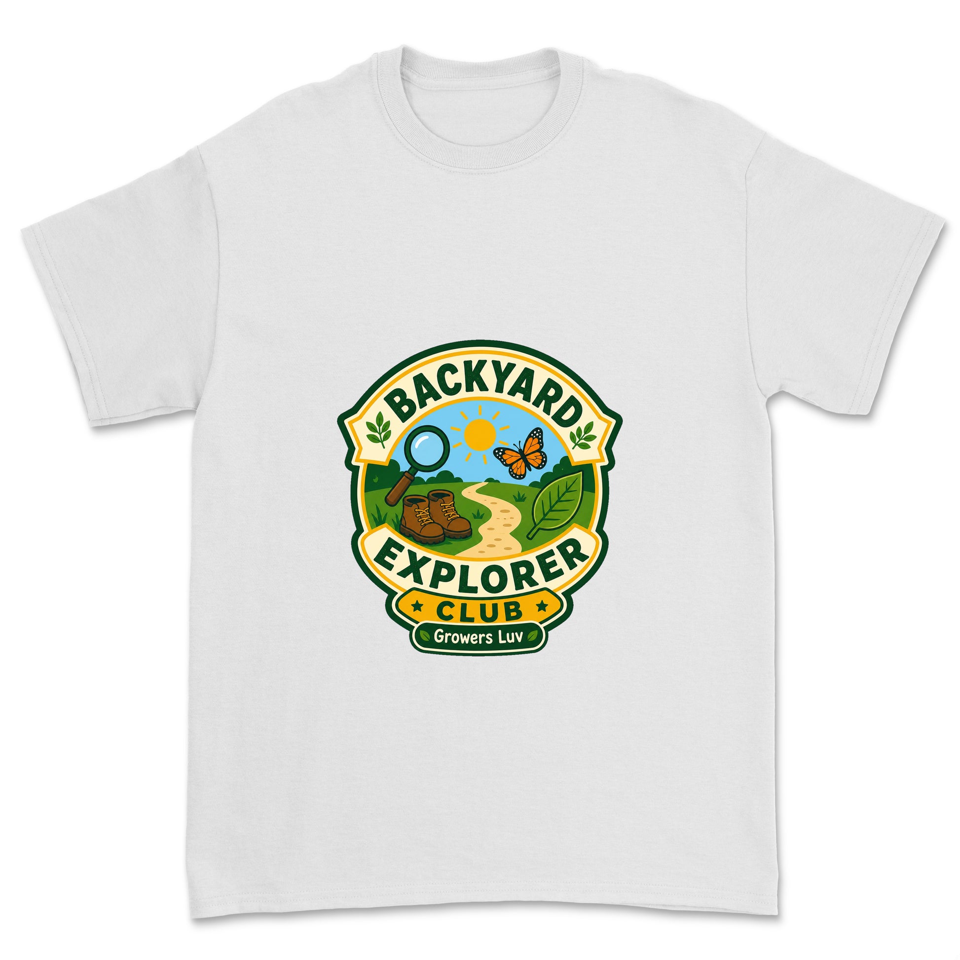 Backyard Explorer Club Youth Graphic Tee in White