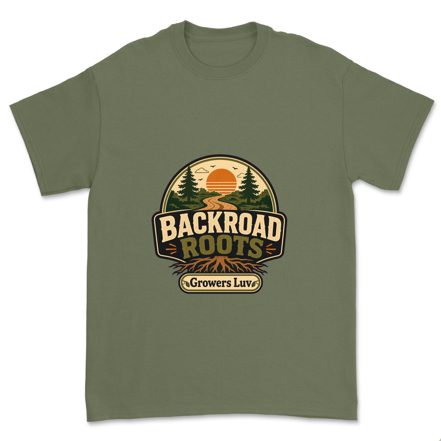 Backroad Roots Men's Gildan Graphic Tee in Military Green