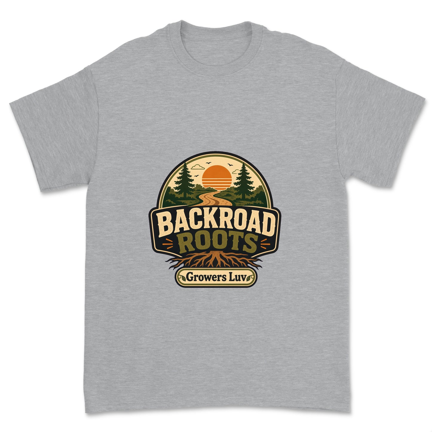 Backroad Roots Men's Gildan Graphic Tee in Sport Grey Heather