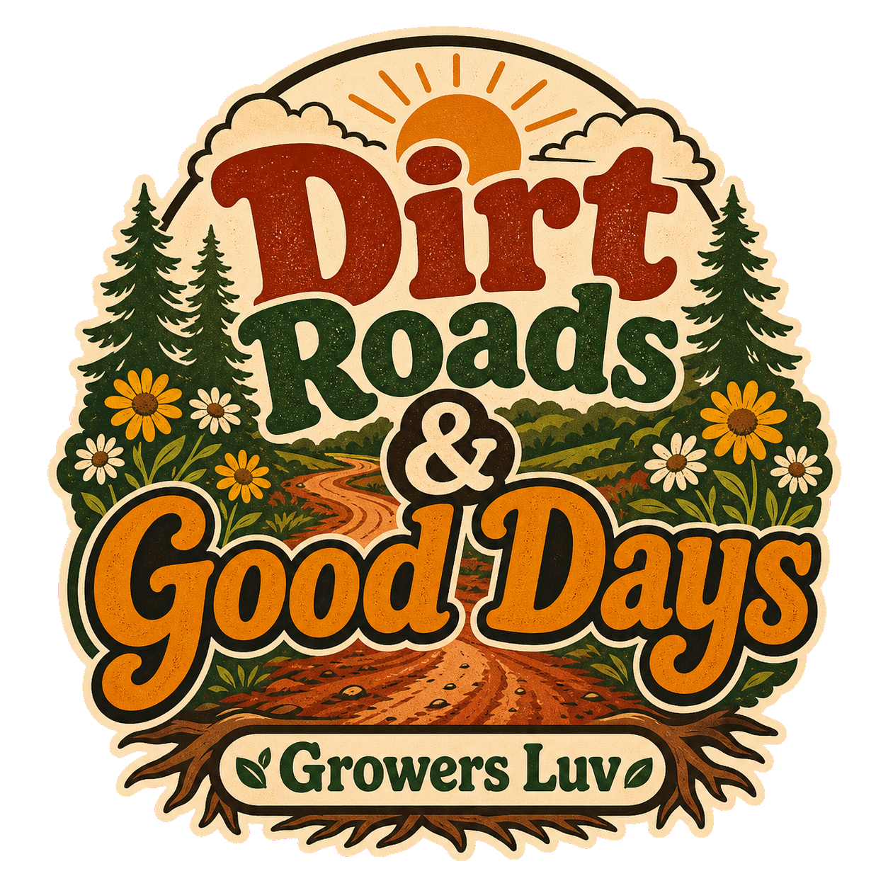 Dirt Roads Good Days Men's Gildan Graphic Tee artwork detail