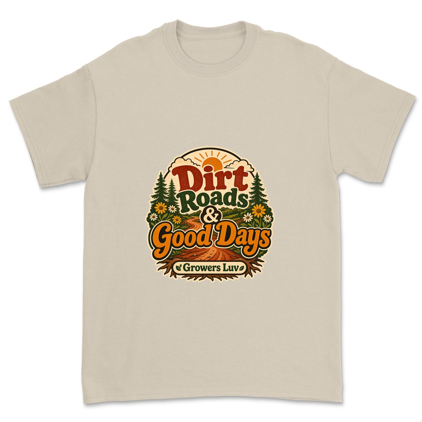 Dirt Roads Good Days Men's Gildan Graphic Tee in Sand