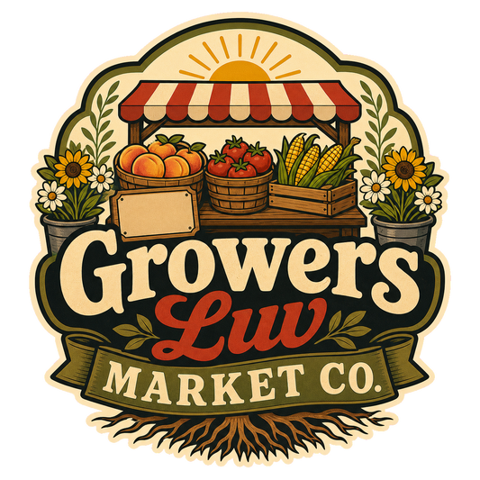 Growers Luv Market Co Large Natural Tote Bag artwork detail