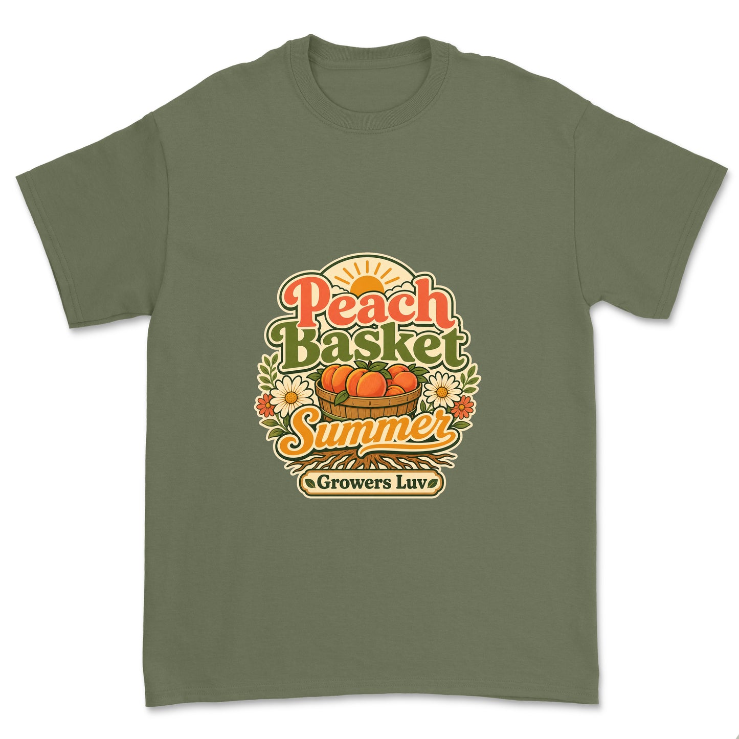 Peach Basket Summer Men's Gildan Graphic Tee in Military Green