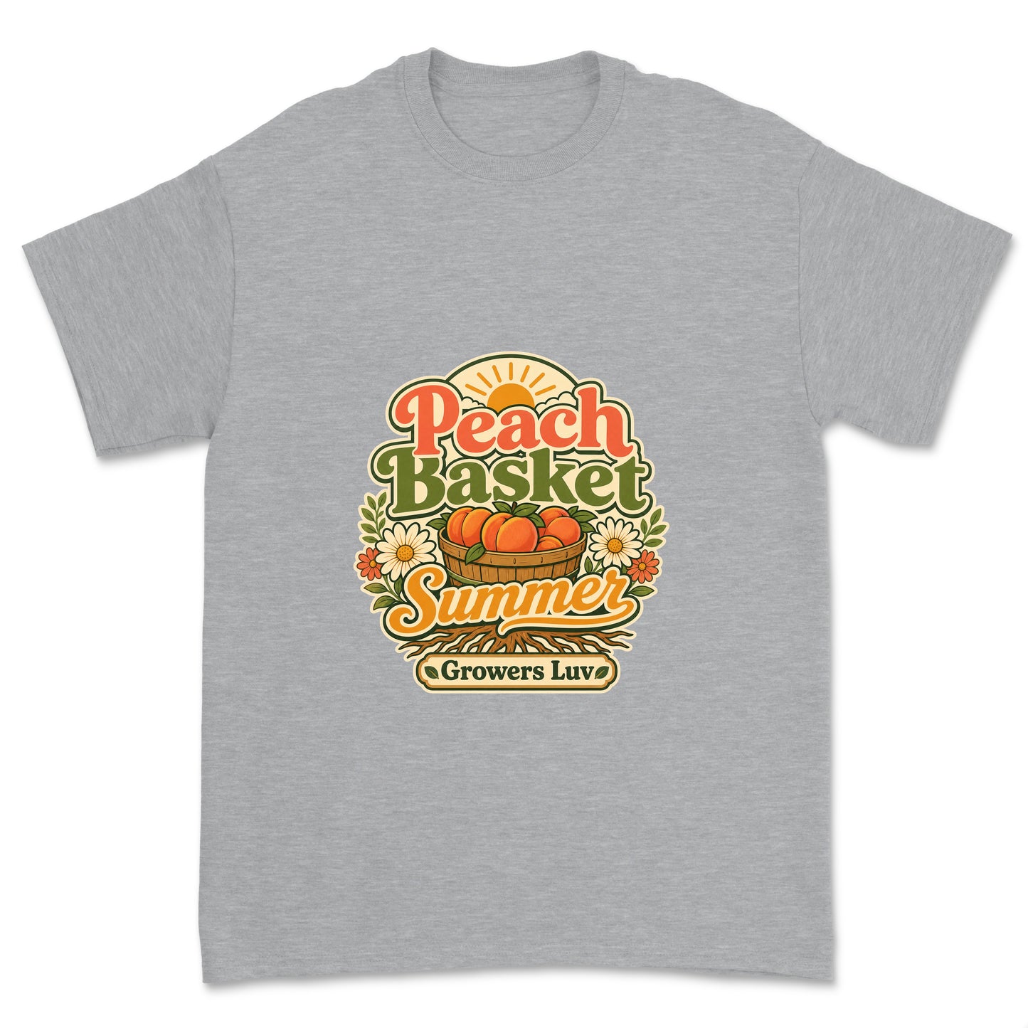Peach Basket Summer Men's Gildan Graphic Tee in Sport Grey Heather
