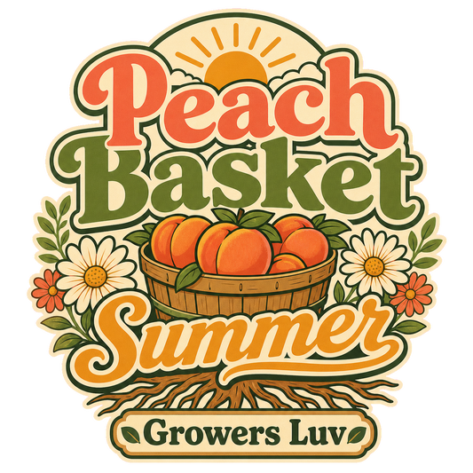 Peach Basket Summer Large Natural Tote Bag artwork detail