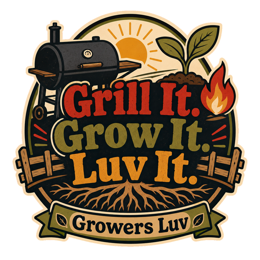 Grill It Grow It Luv It Large Natural Tote Bag artwork detail