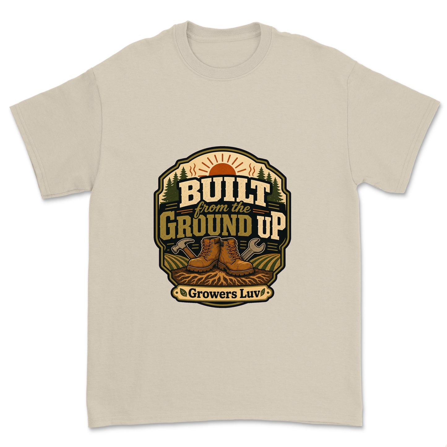 Built From The Ground Up Men's Gildan Graphic Tee in Sand