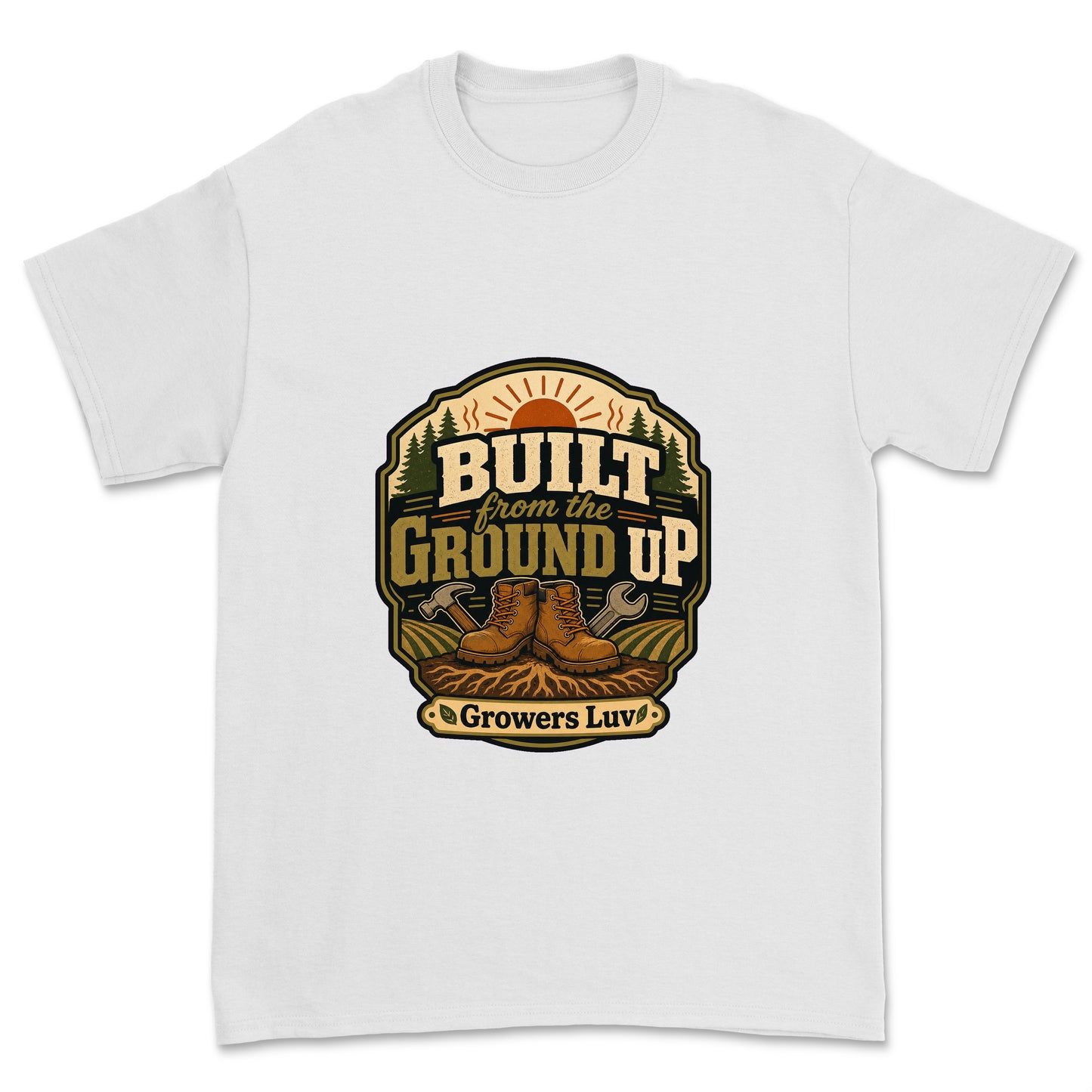 Built From The Ground Up Men's Gildan Graphic Tee in White