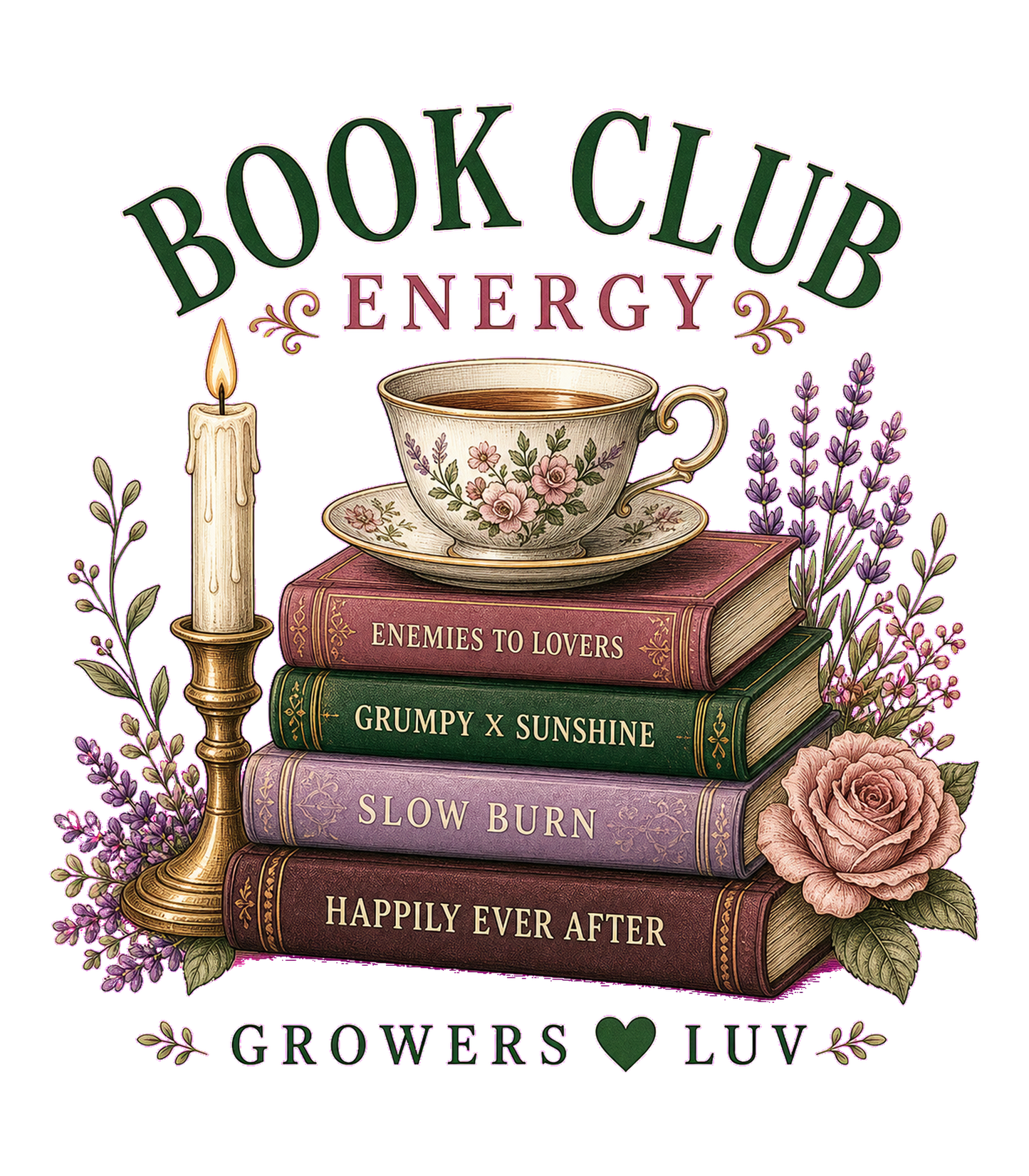 Book Club Energy Women's Bella Canvas Graphic Tee artwork detail