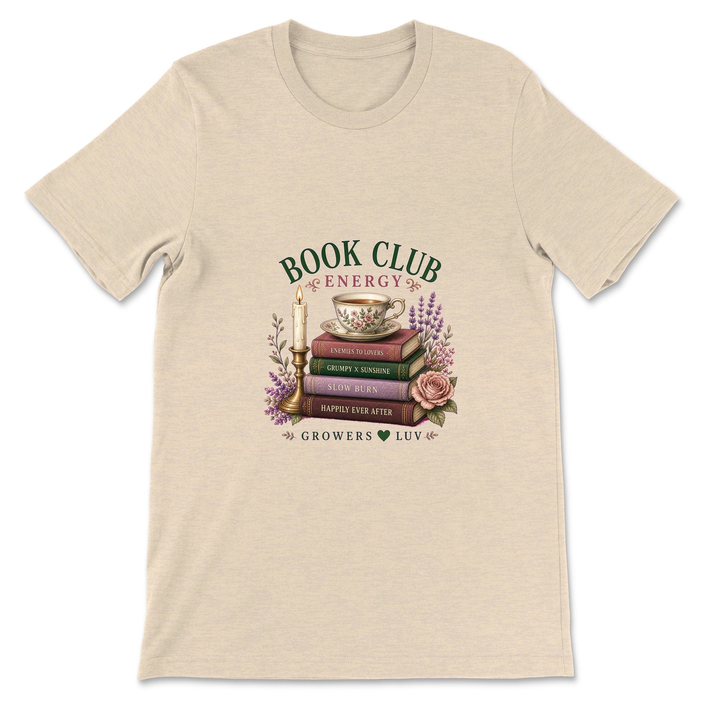 Book Club Energy Women's Bella Canvas Graphic Tee in Heather Dust