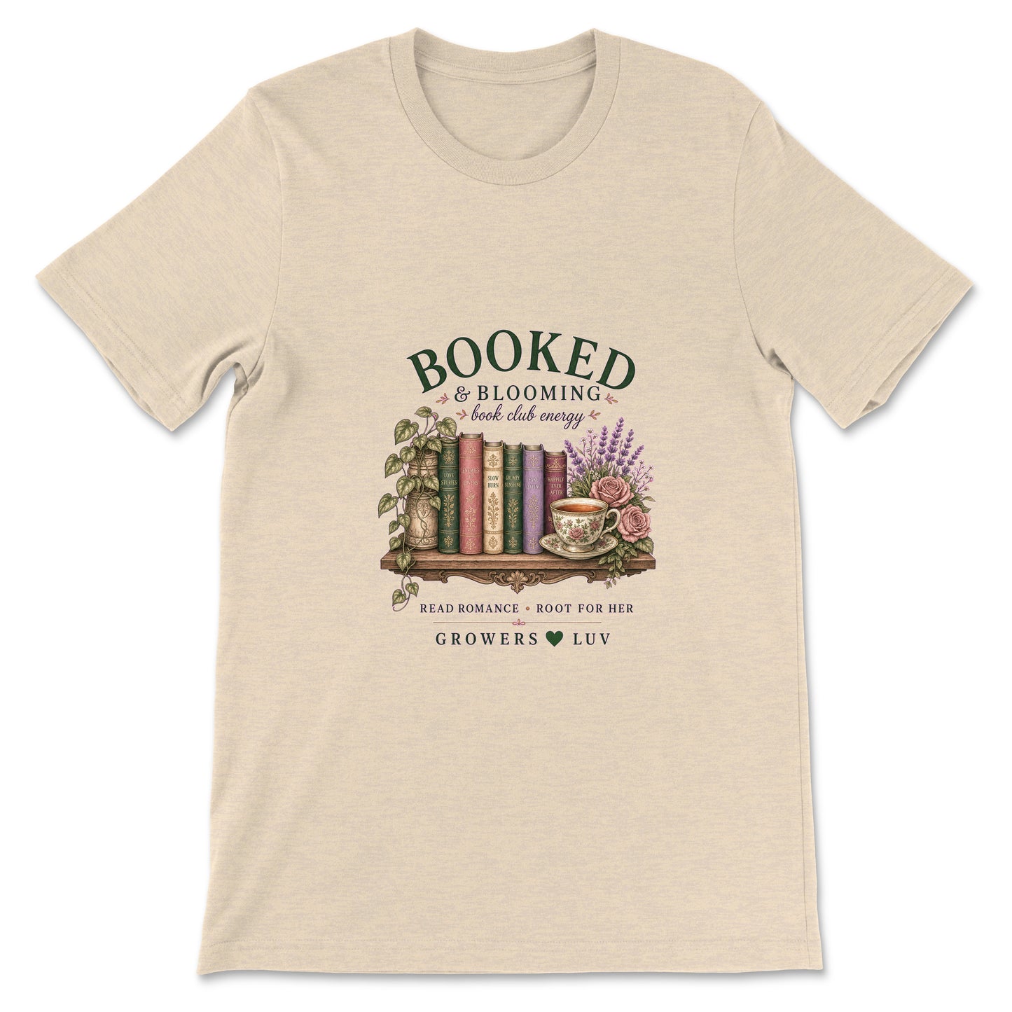 Booked And Blooming Women's Bella Canvas Graphic Tee in Heather Dust
