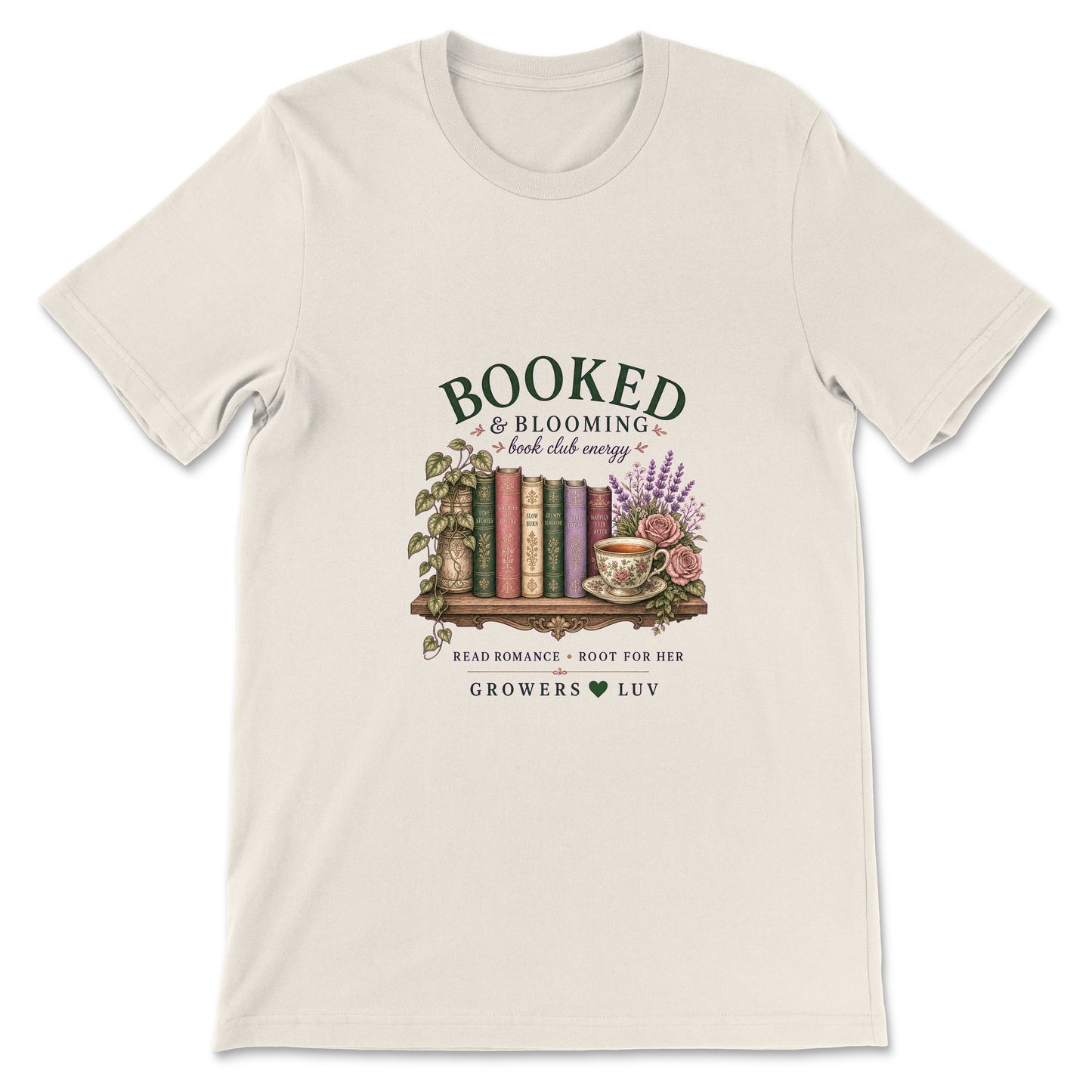 Booked And Blooming Women's Bella Canvas Graphic Tee in Natural