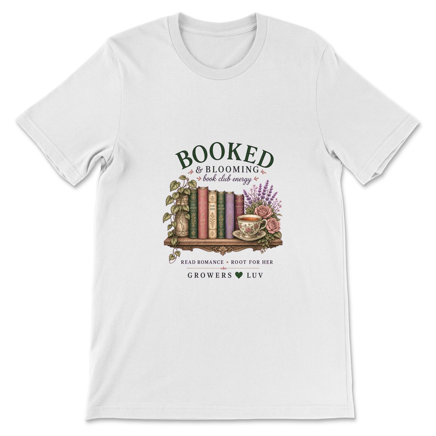 Booked And Blooming Women's Bella Canvas Graphic Tee in White