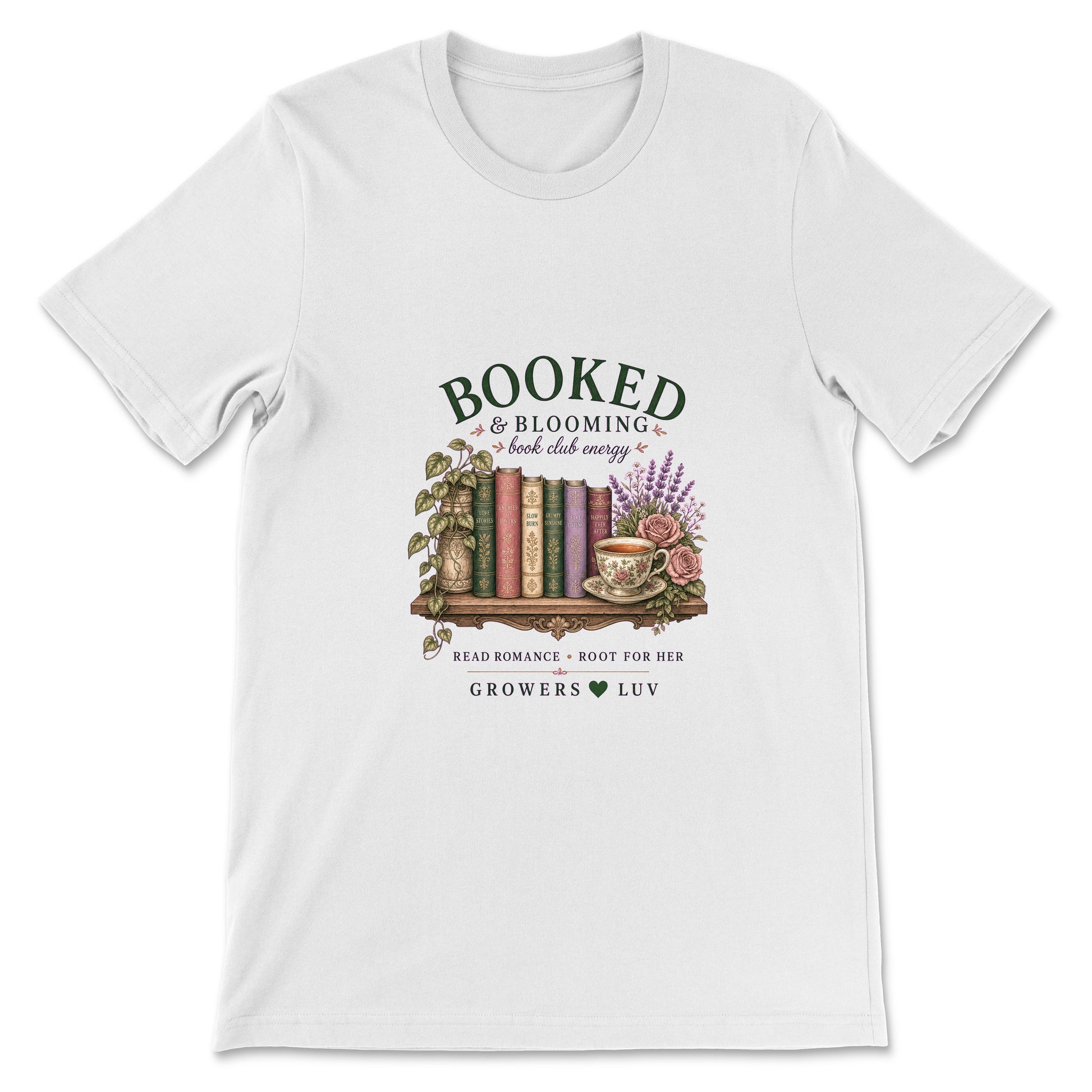 Booked And Blooming Women's Bella Canvas Graphic Tee in White