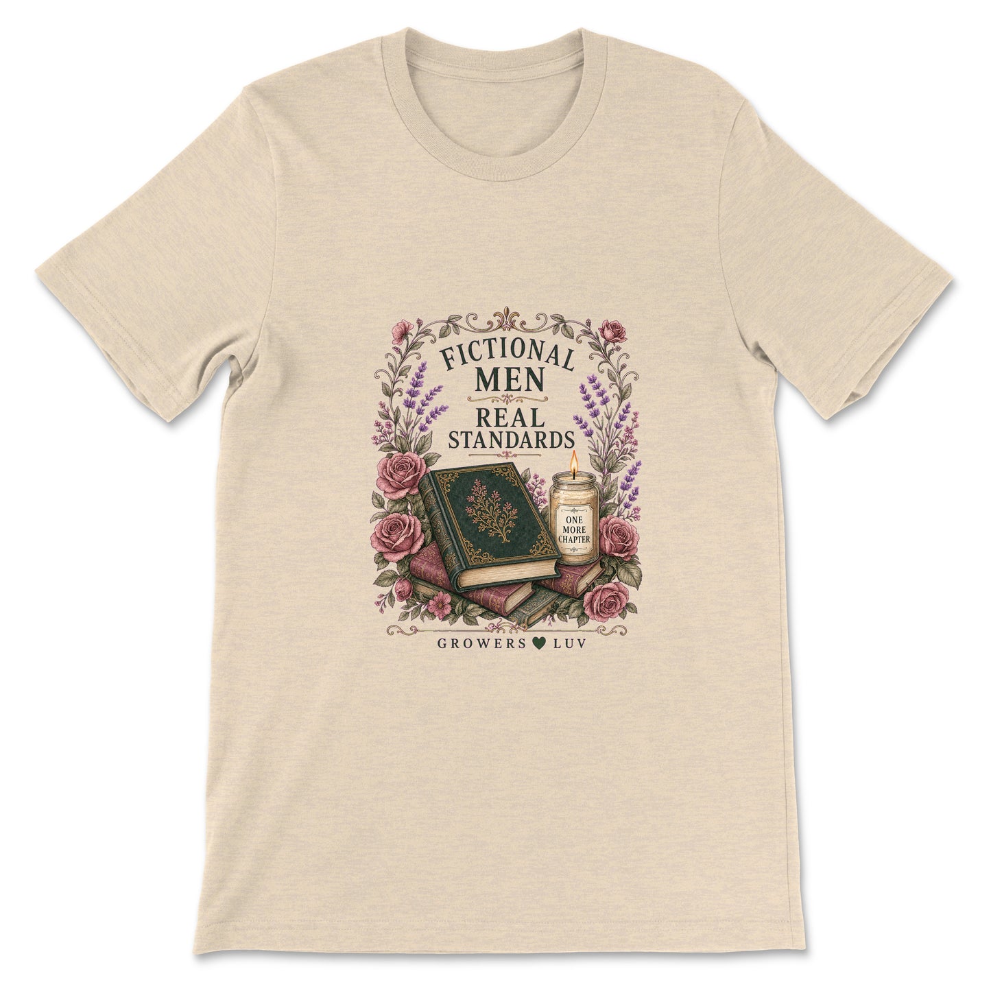 Fictional Men Real Standards Women's Bella Canvas Graphic Tee in Heather Dust