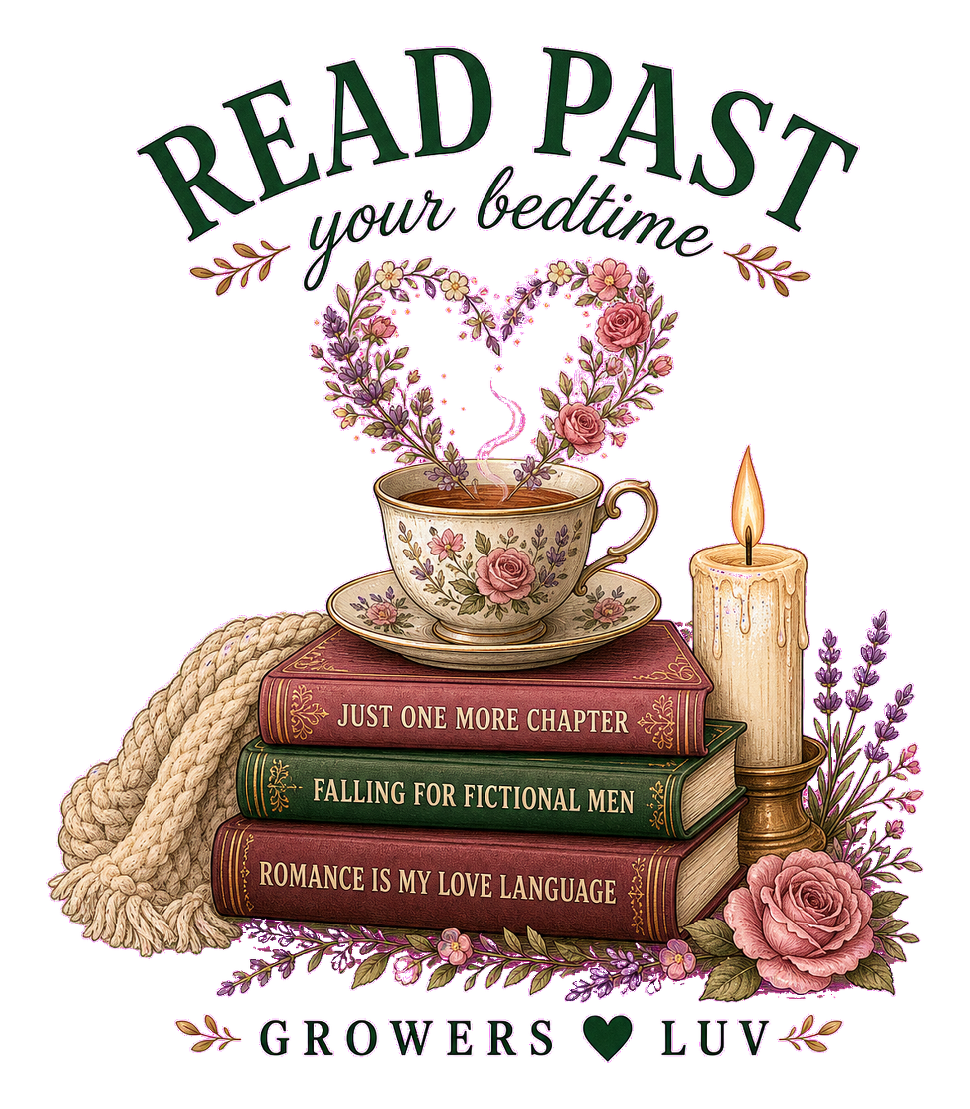 Read Past Your Bedtime Women's Bella Canvas Graphic Tee artwork detail