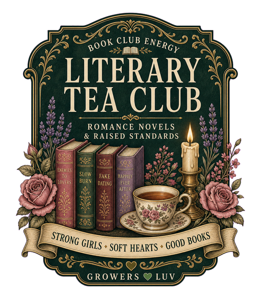 Literary Tea Club Large Natural Tote Bag artwork detail